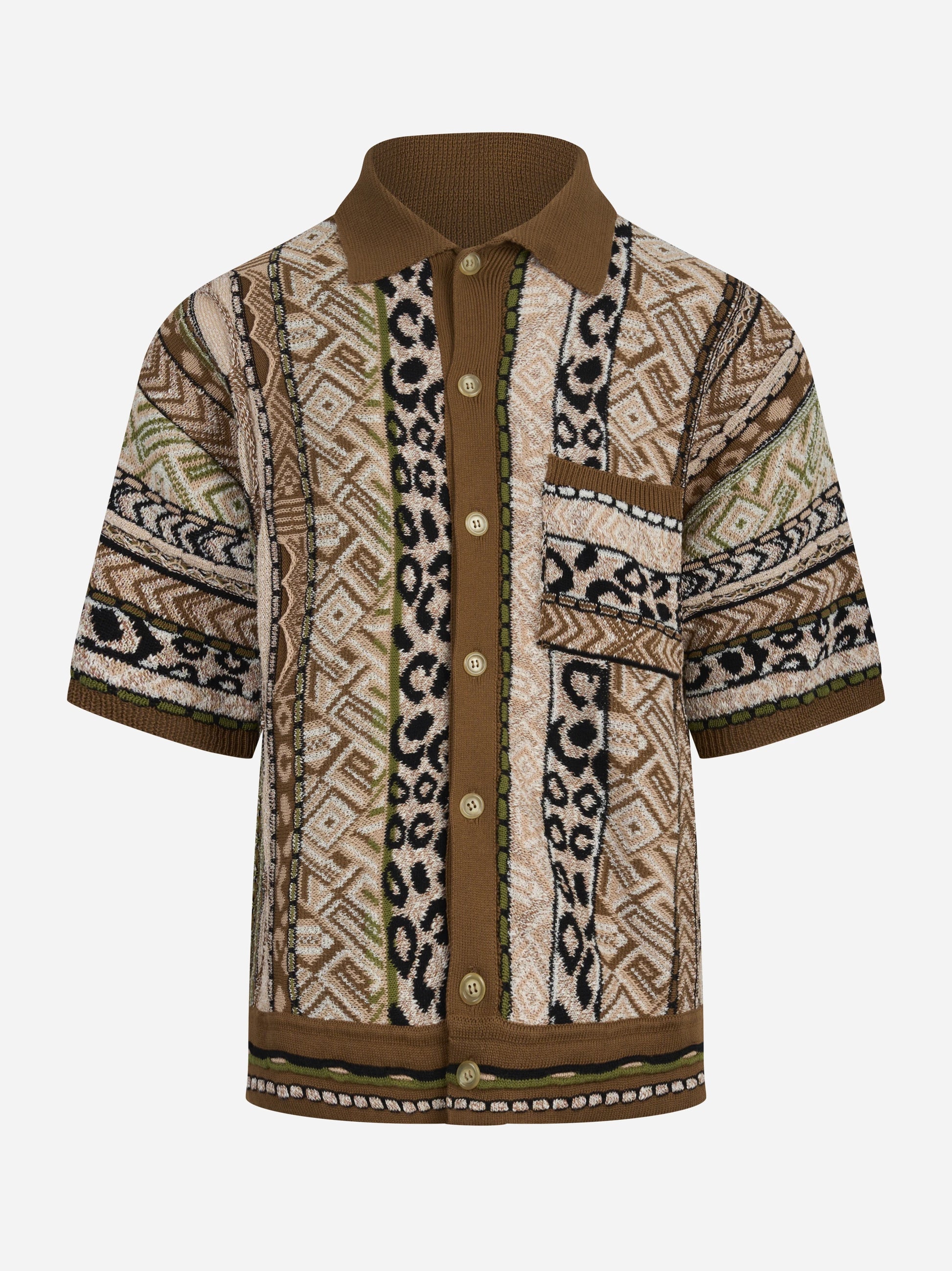 Cardigan manica corta con lavorazione jaquard