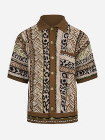 Cardigan manica corta con lavorazione jaquard