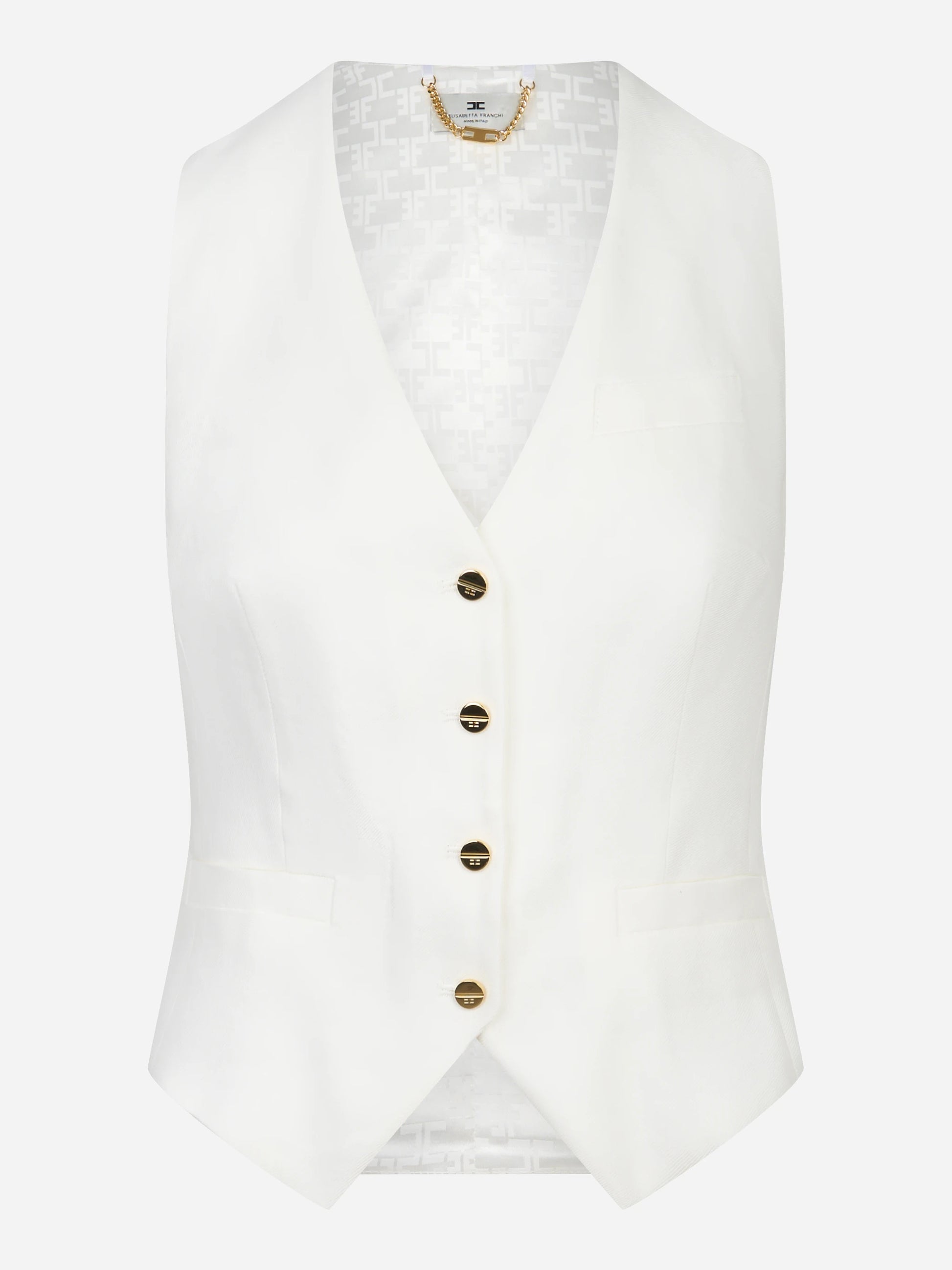 Gilet in misto lino e crêpe bianco
