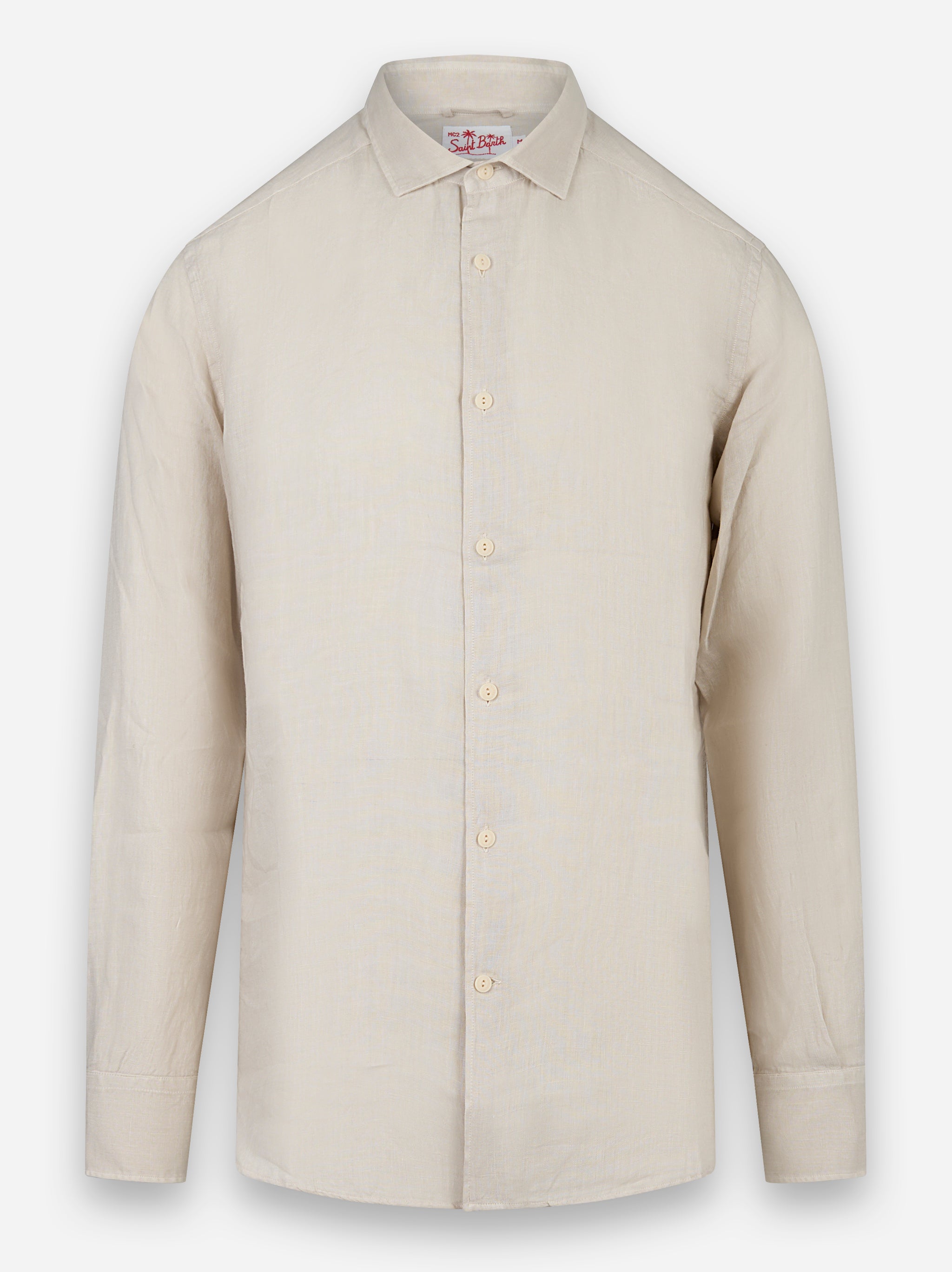 Camicia Pamplona con maniche lunghe in lino Beige