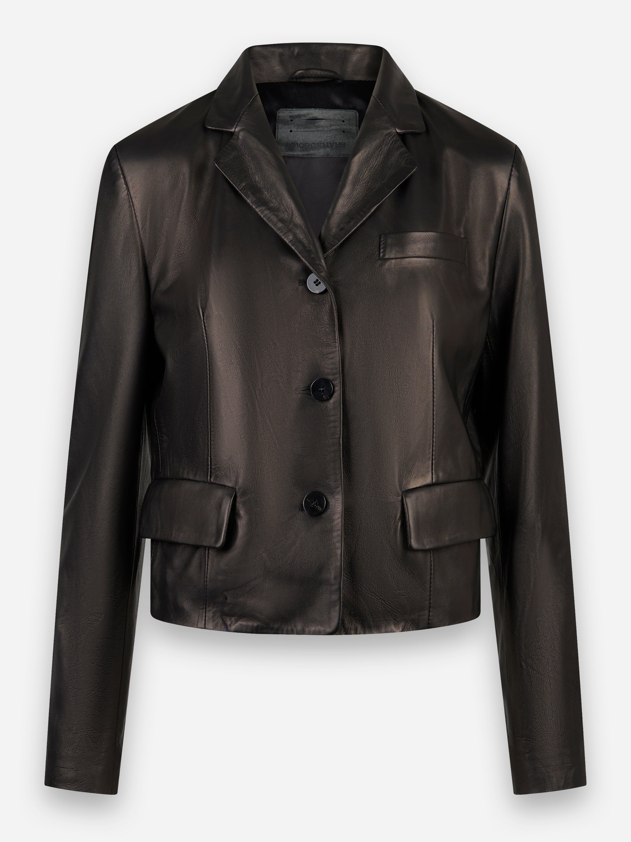 Blazer corto in nappa guanteria Nero