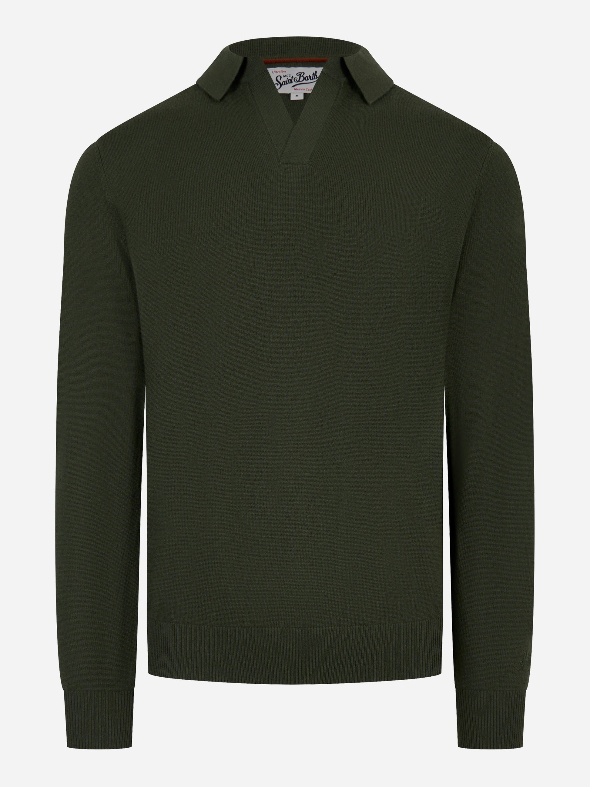 Polo Covent manica lunga in lana merinos e cashmere Verde