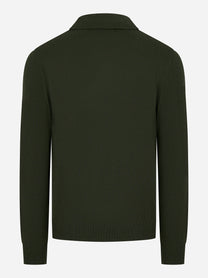 Polo Covent manica lunga in lana merinos e cashmere Verde