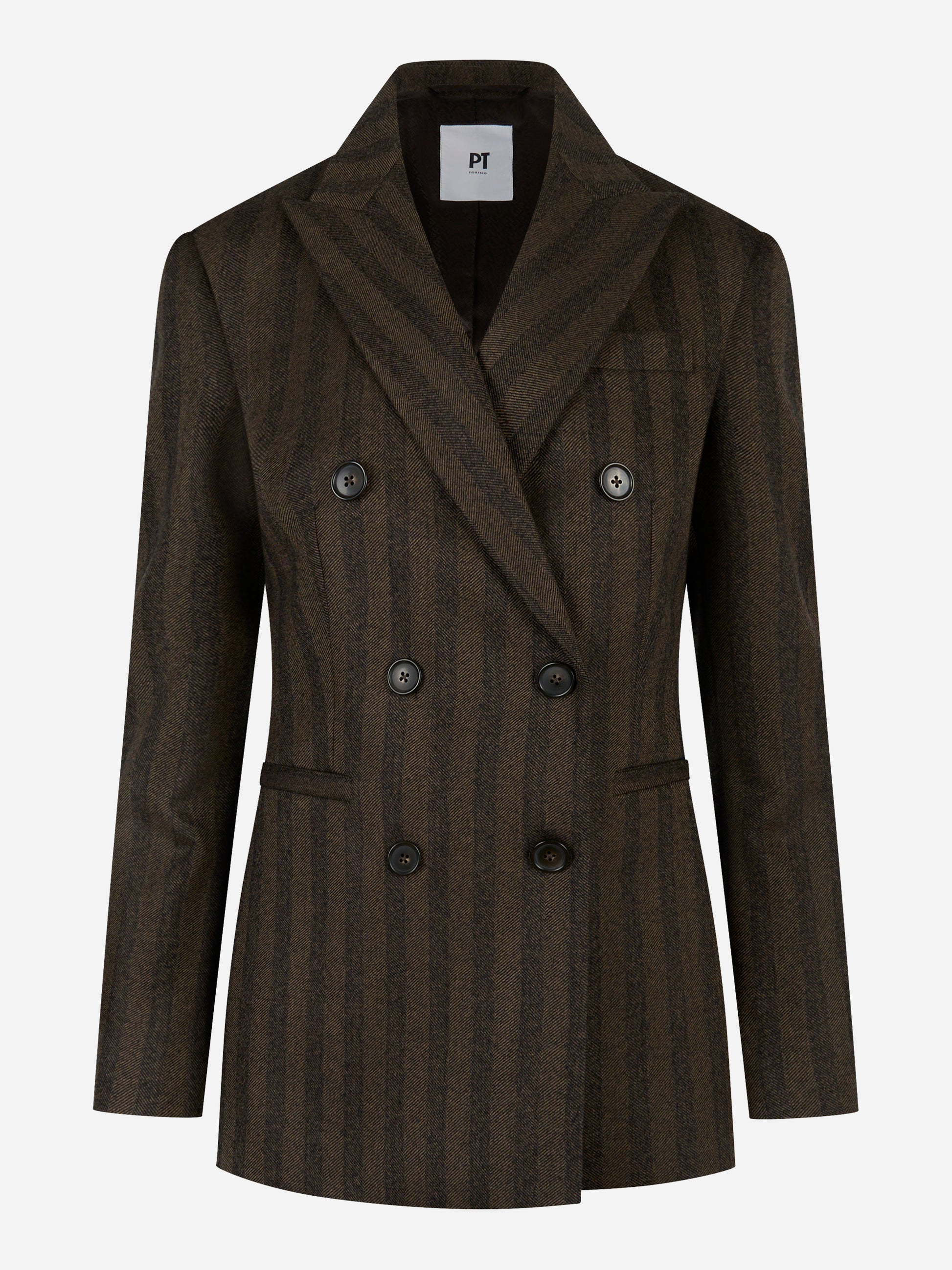 Blazer doppiopetto in lana herringbone Marrone