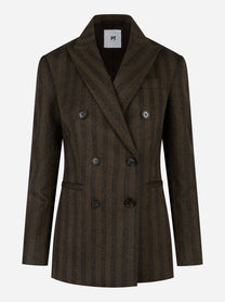 Blazer doppiopetto in lana herringbone Marrone