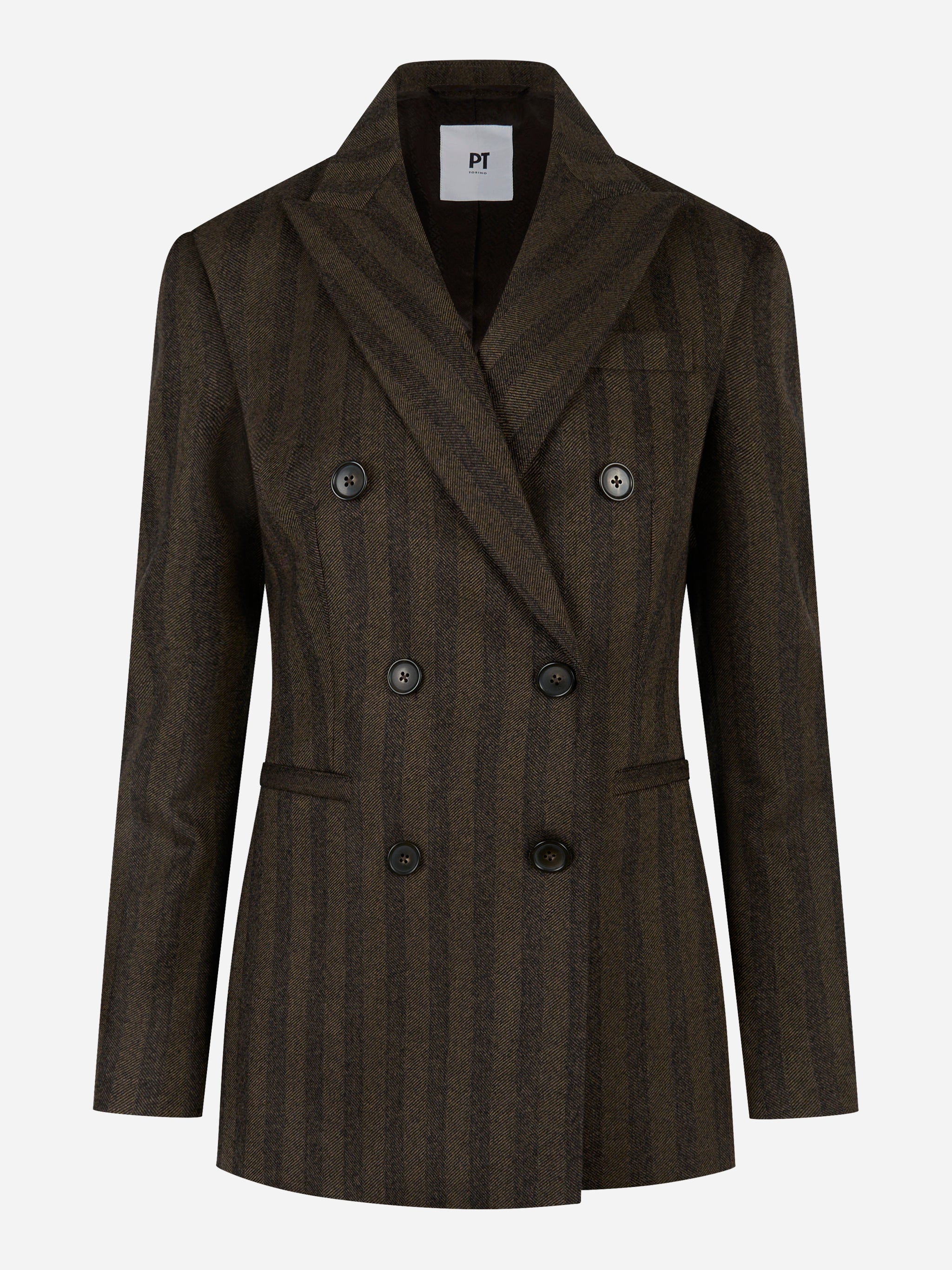 Blazer doppiopetto in lana herringbone Marrone