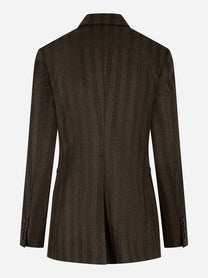 Blazer doppiopetto in lana herringbone Marrone