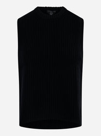 Gilet girocollo in lana e cashmere Nero