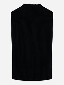Gilet girocollo in lana e cashmere Nero