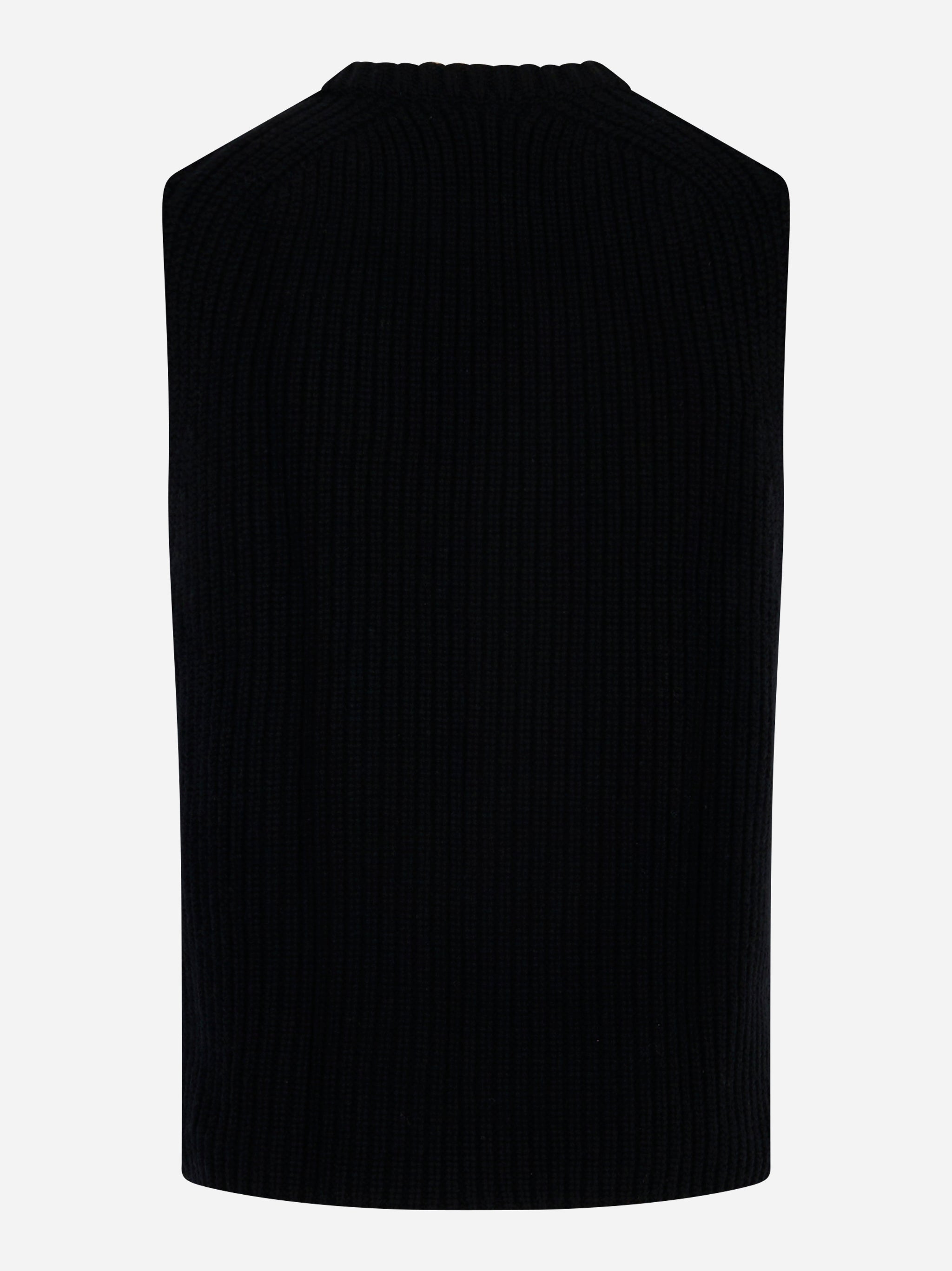 Gilet girocollo in lana e cashmere Nero