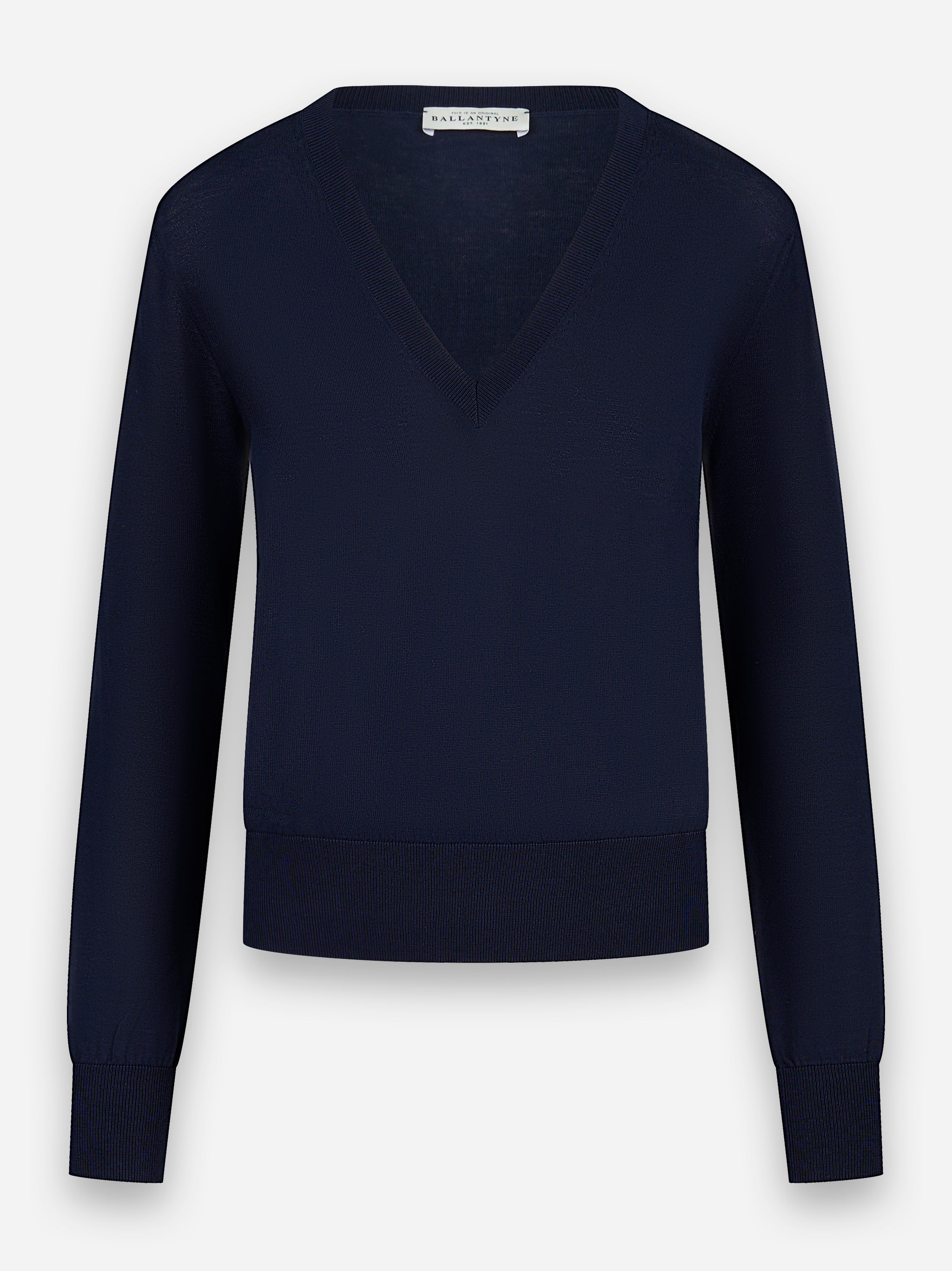 Maglia scollo a V in cotone Blu