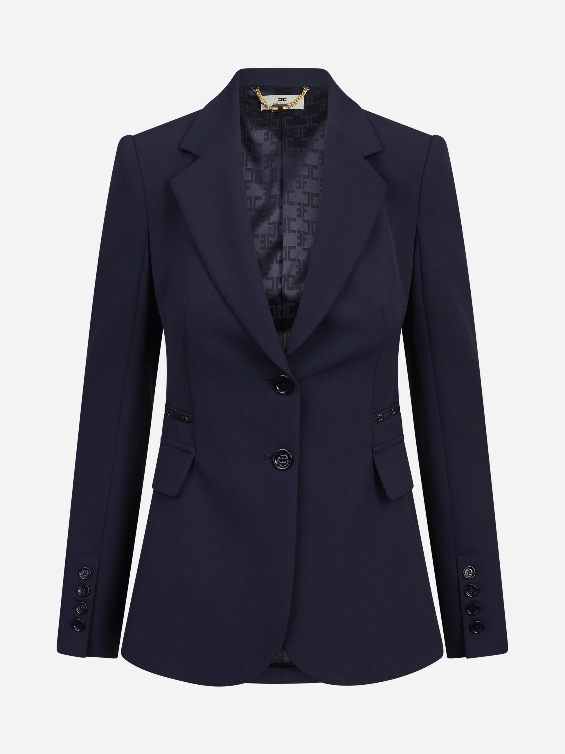Giacca monopetto in doppio crêpe blu