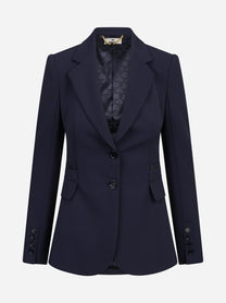 Giacca monopetto in doppio crêpe blu