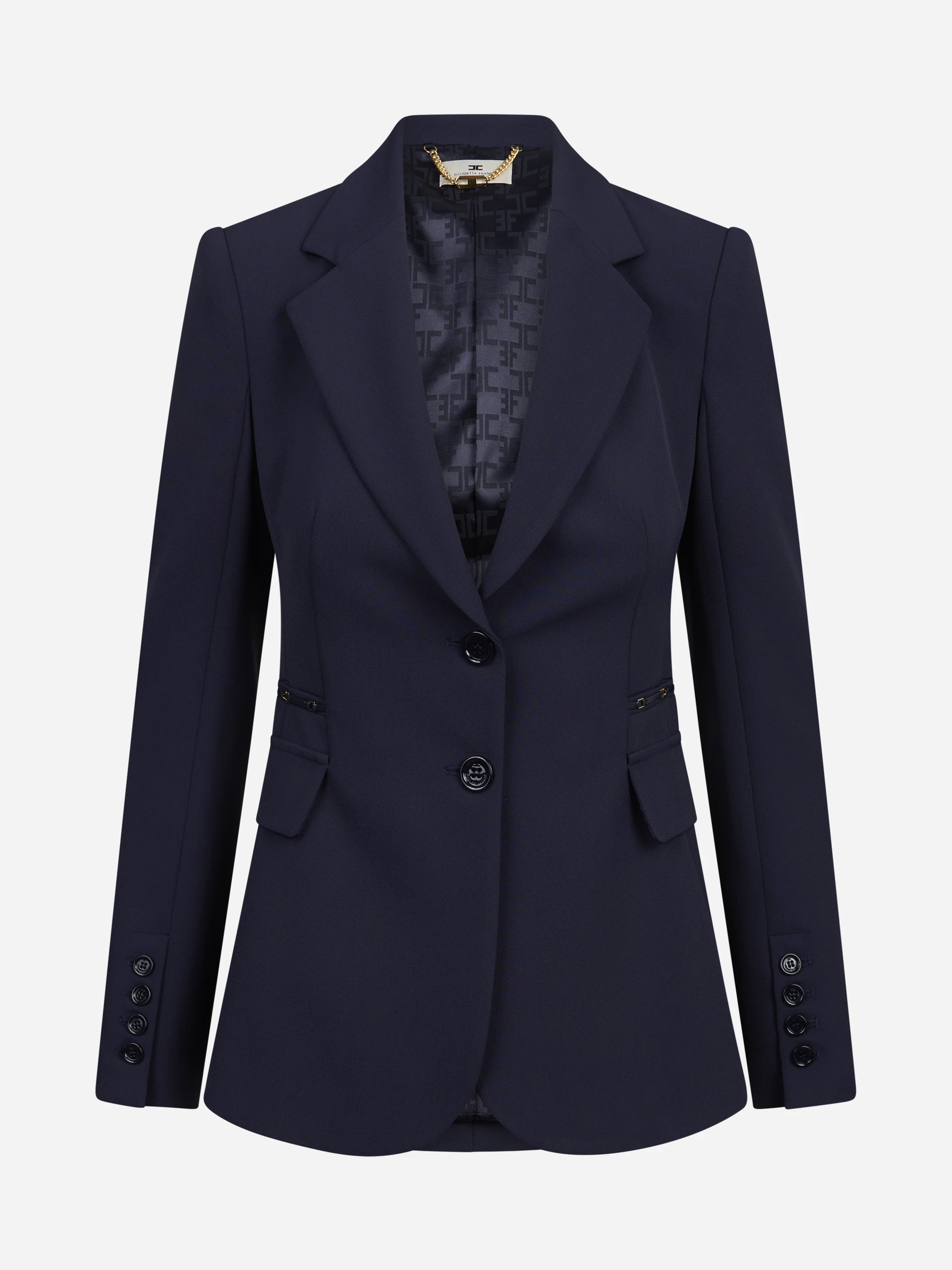 Giacca monopetto in doppio crêpe blu