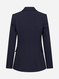 Giacca monopetto in doppio crêpe blu