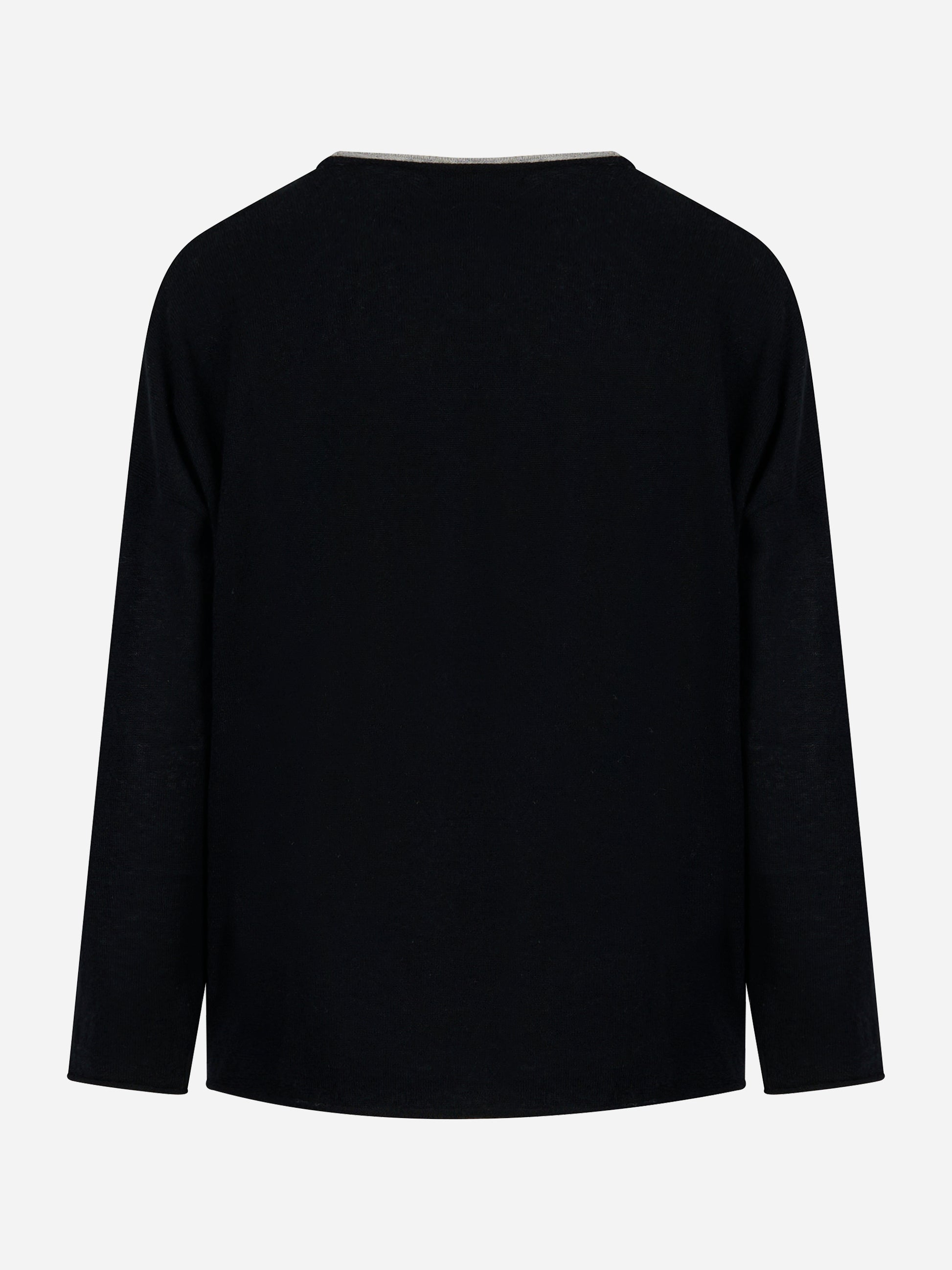 Maglia scollo V bicolore in cashmere Nero