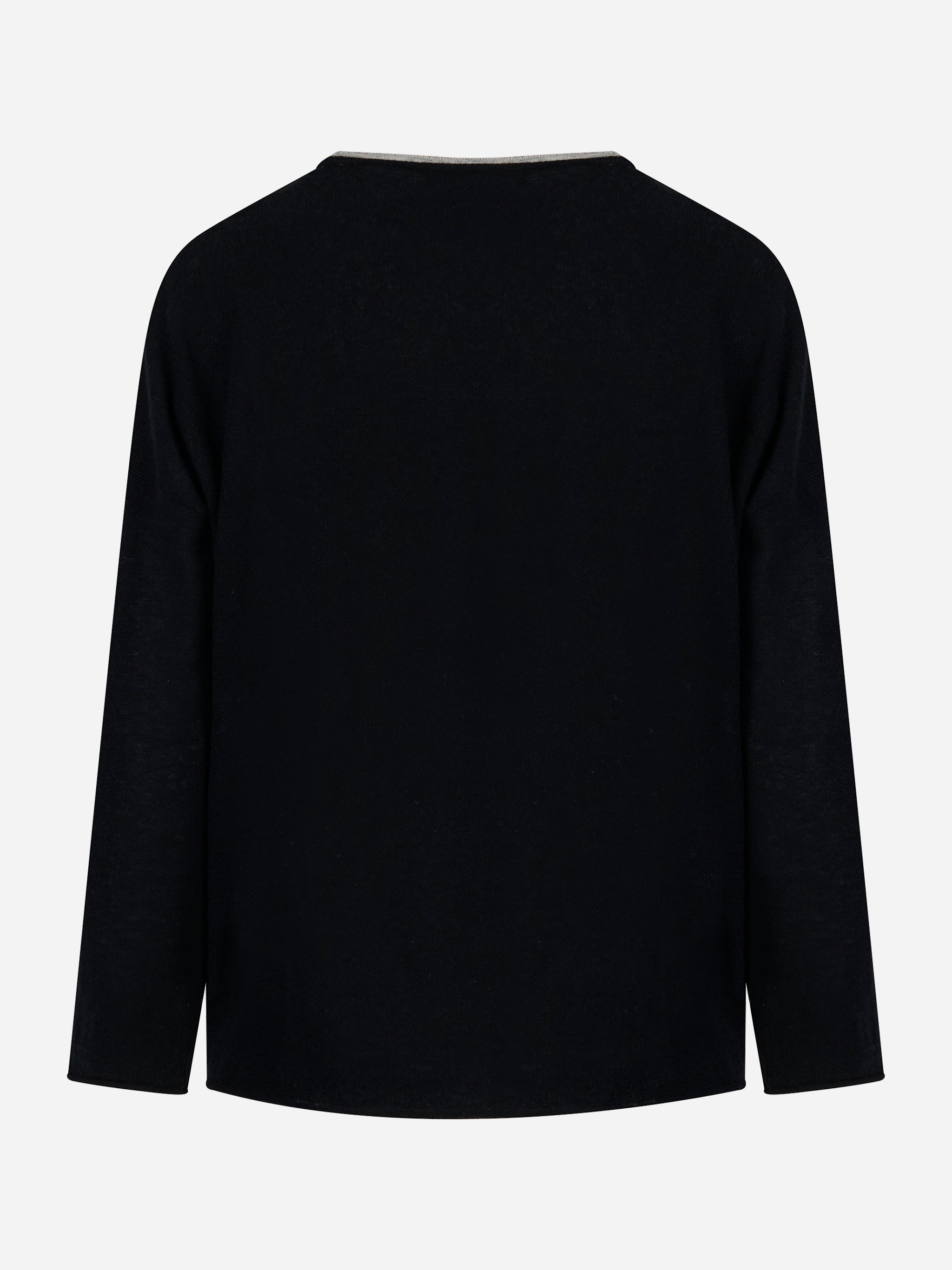 Maglia scollo V bicolore in cashmere Nero