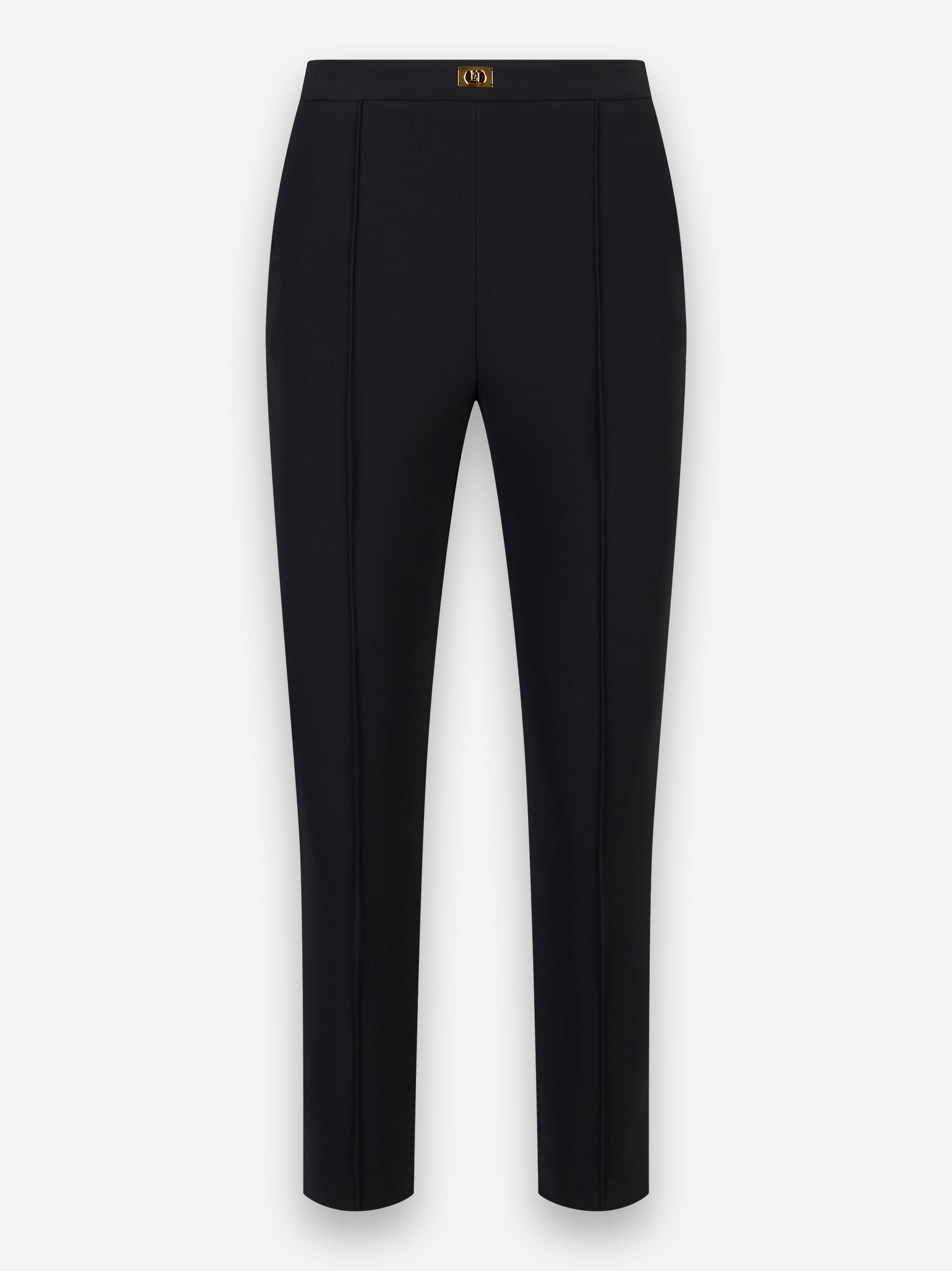 Pantaloni in crepe con tasche e placca logo Nero