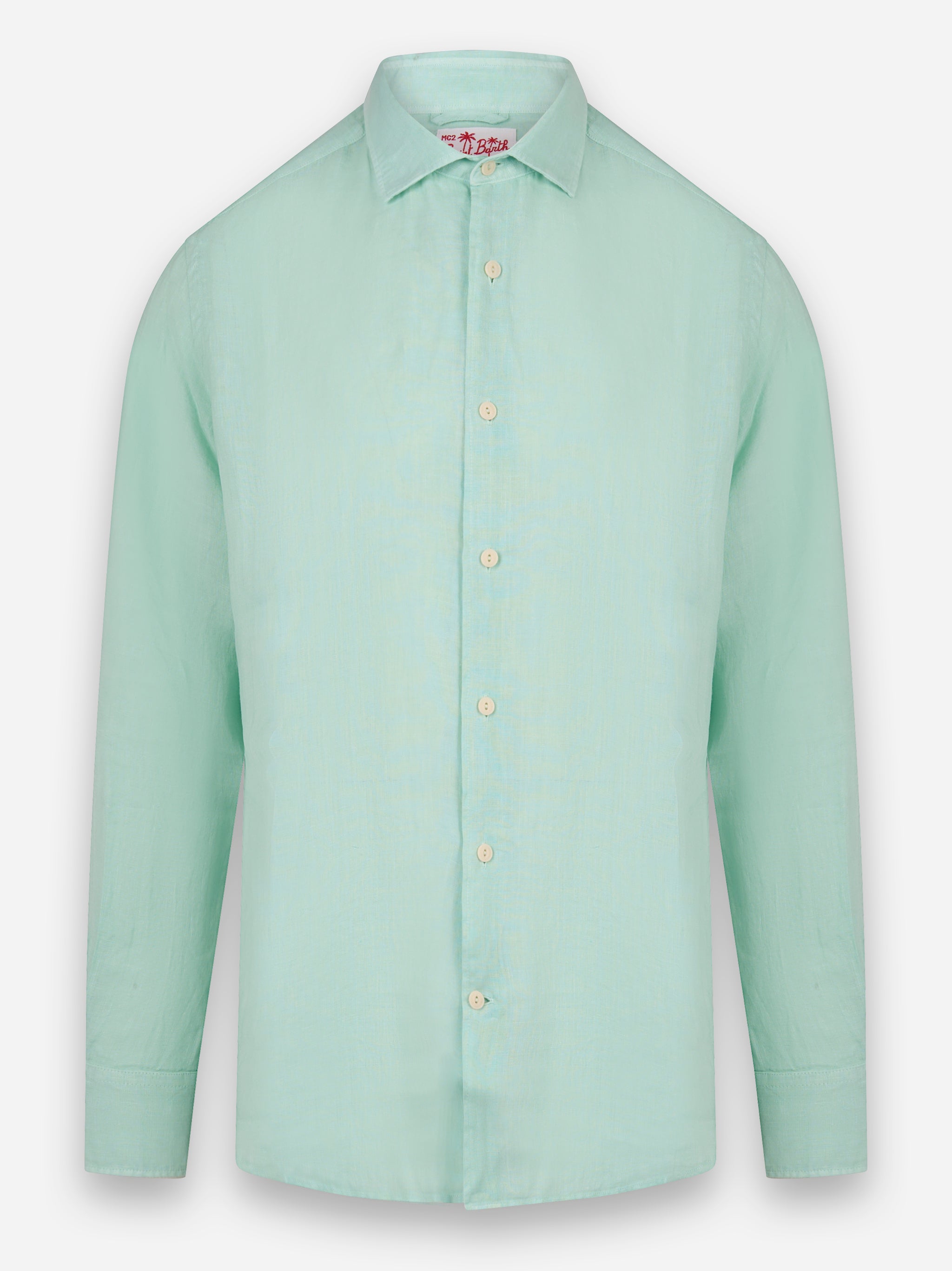 Camicia Pamplona con maniche lunghe in lino Verde