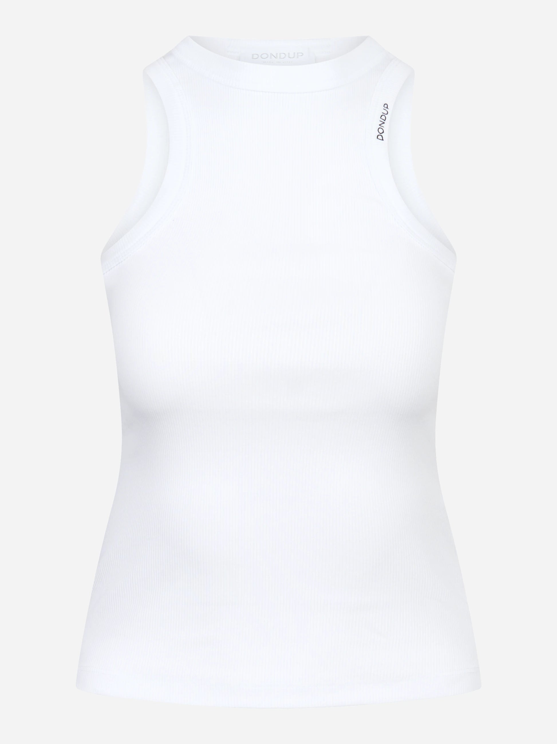 Canotta girocollo slim in costina di cotone bianca