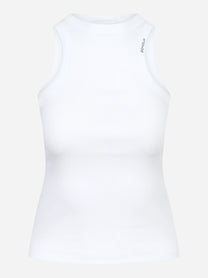 Canotta girocollo slim in costina di cotone bianca