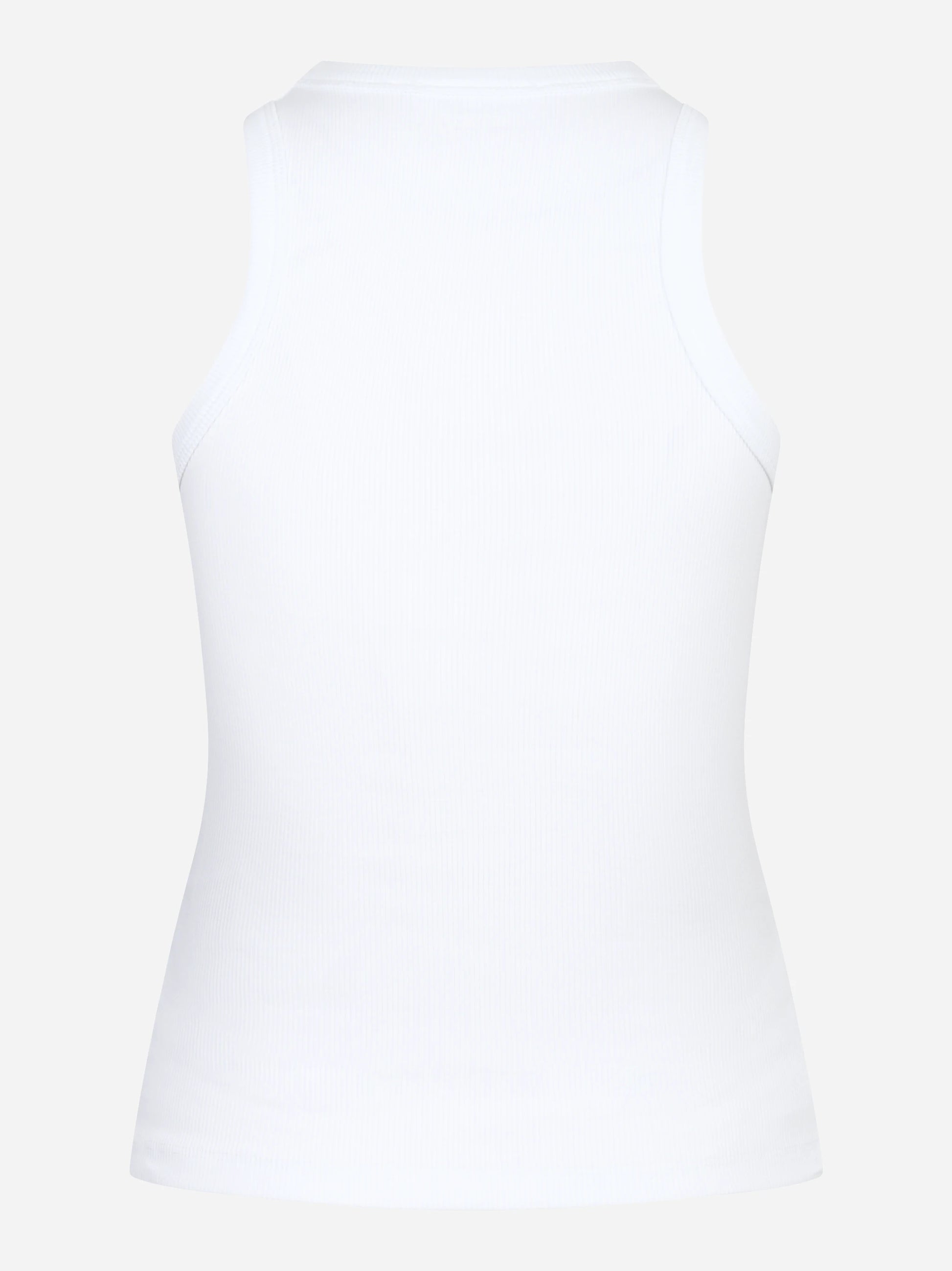 Canotta girocollo slim in costina di cotone bianca