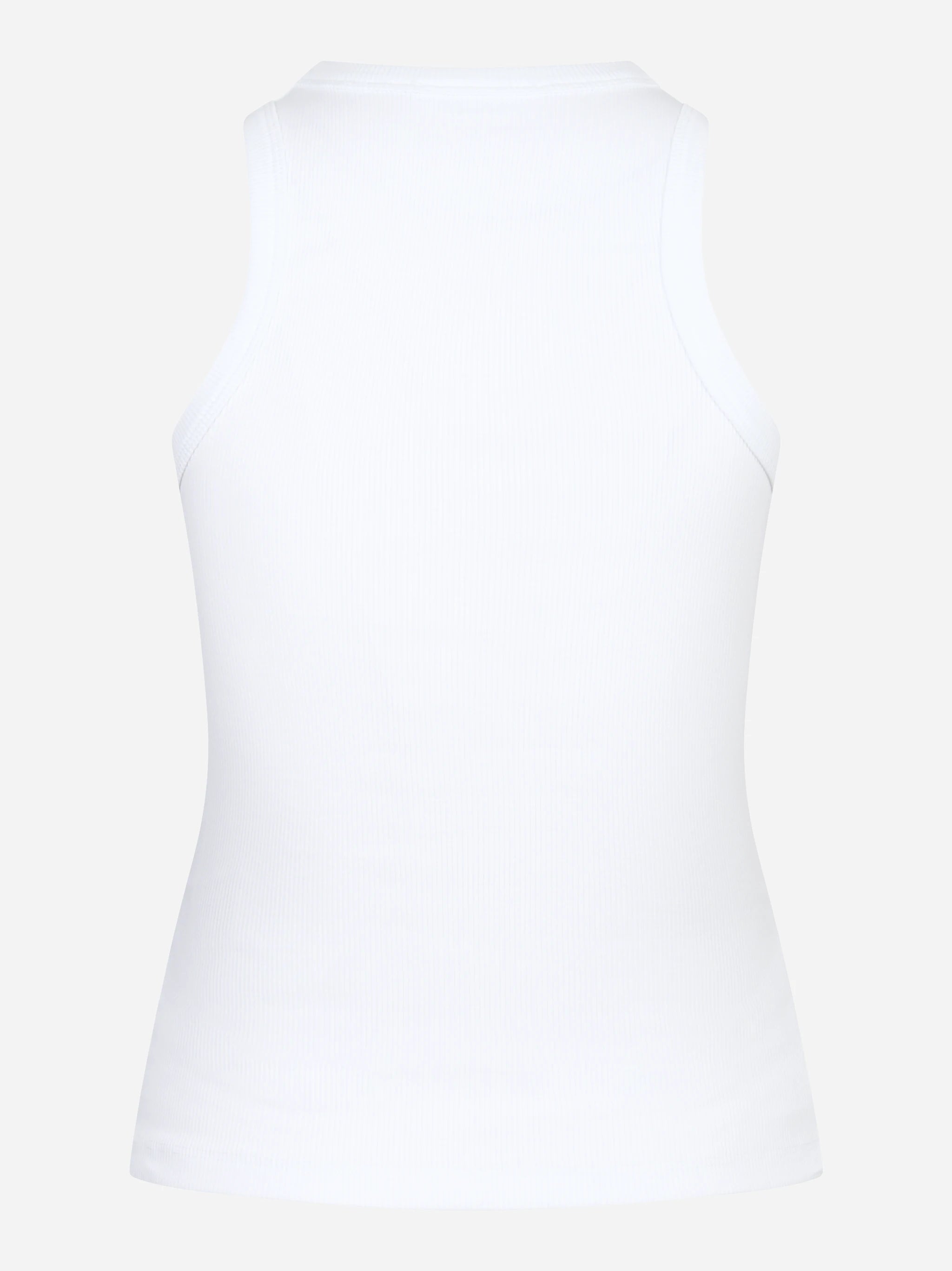 Canotta girocollo slim in costina di cotone bianca