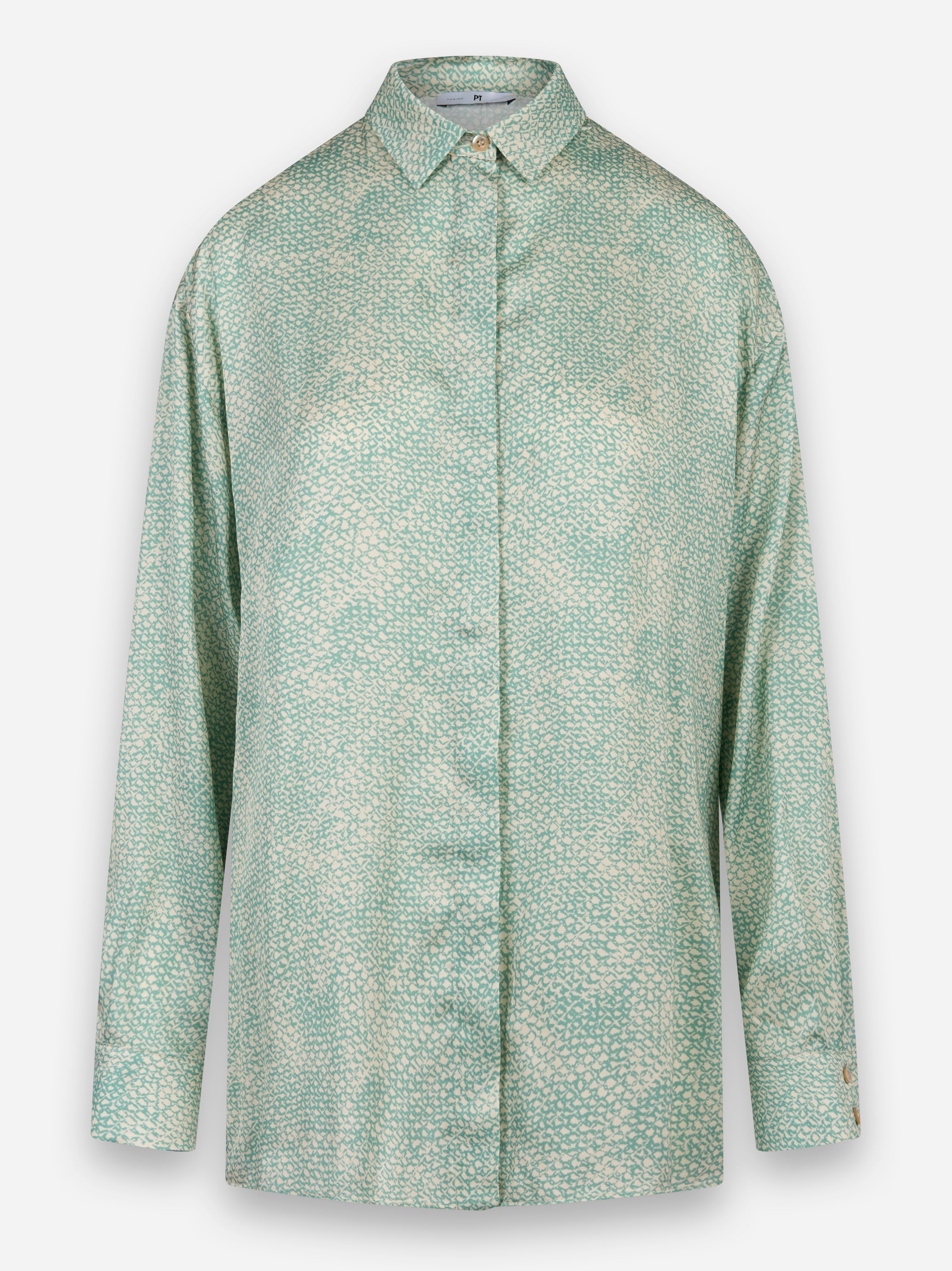 Camicia stampata in viscosa Verde
