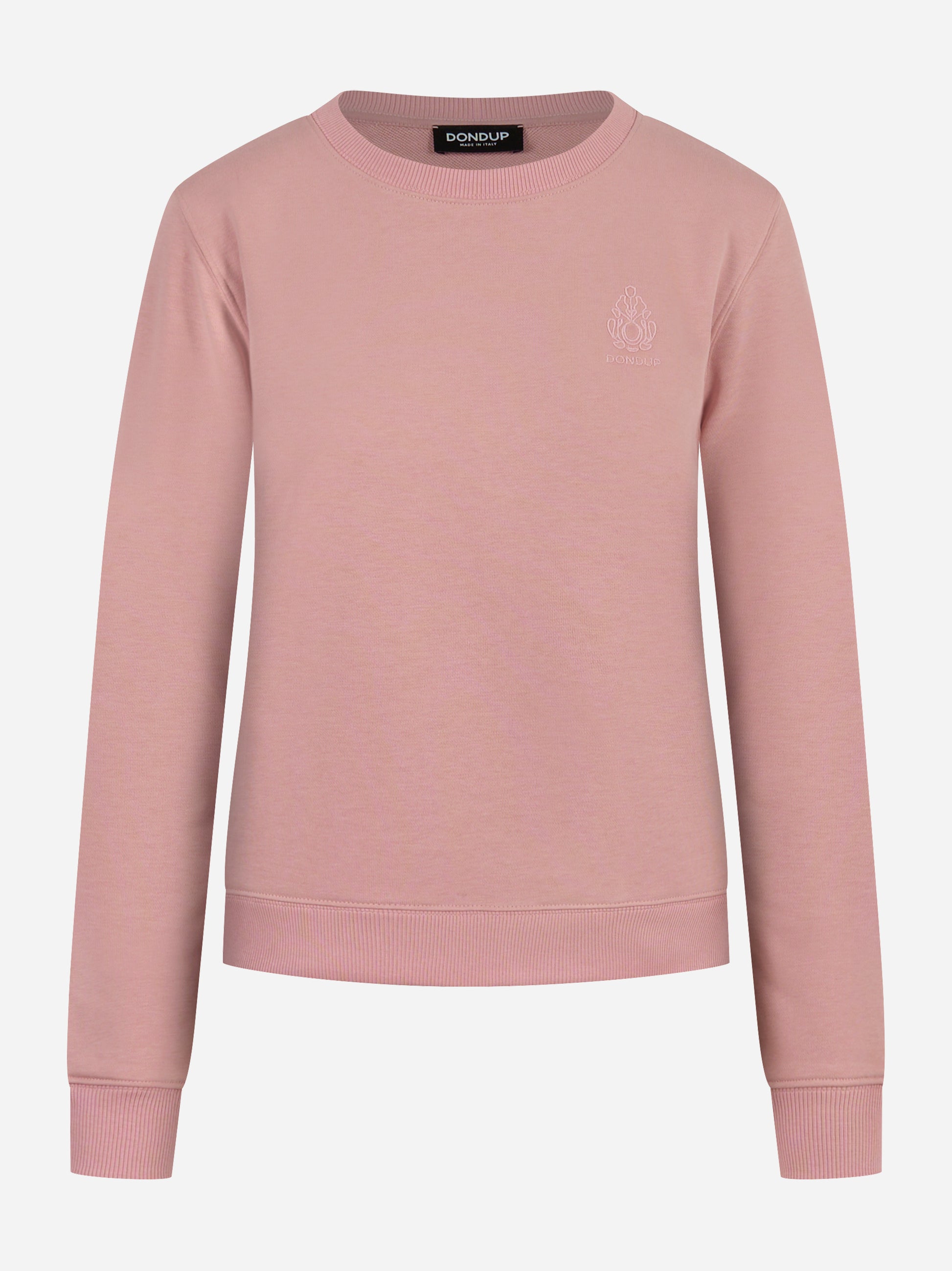 Felpa girocollo slim a maniche lunghe con logo ricamato sul petto Rosa