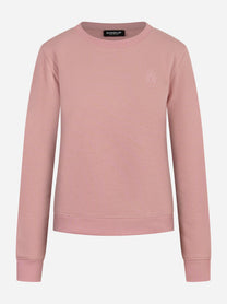 Felpa girocollo slim a maniche lunghe con logo ricamato sul petto Rosa