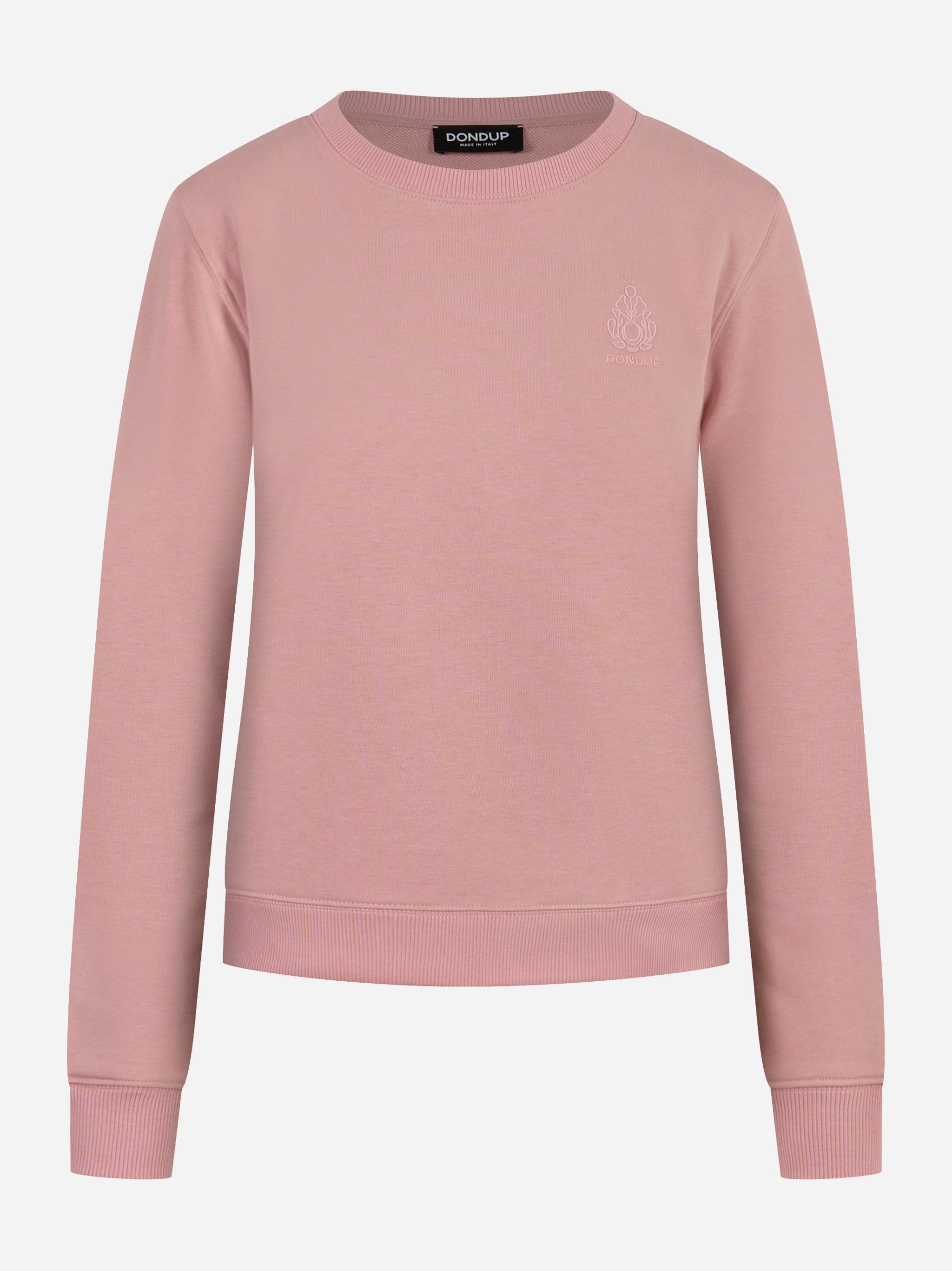 Felpa girocollo slim a maniche lunghe con logo ricamato sul petto Rosa