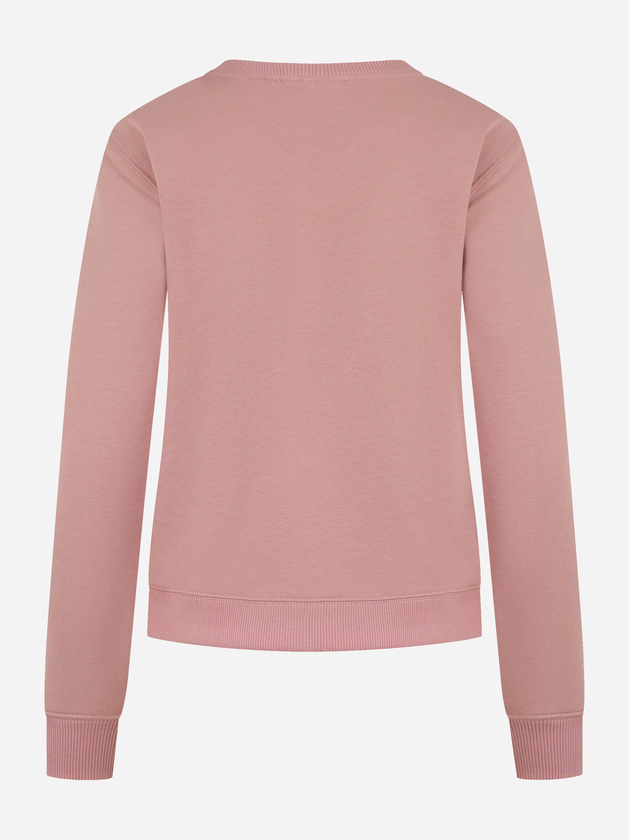 Felpa girocollo slim a maniche lunghe con logo ricamato sul petto Rosa