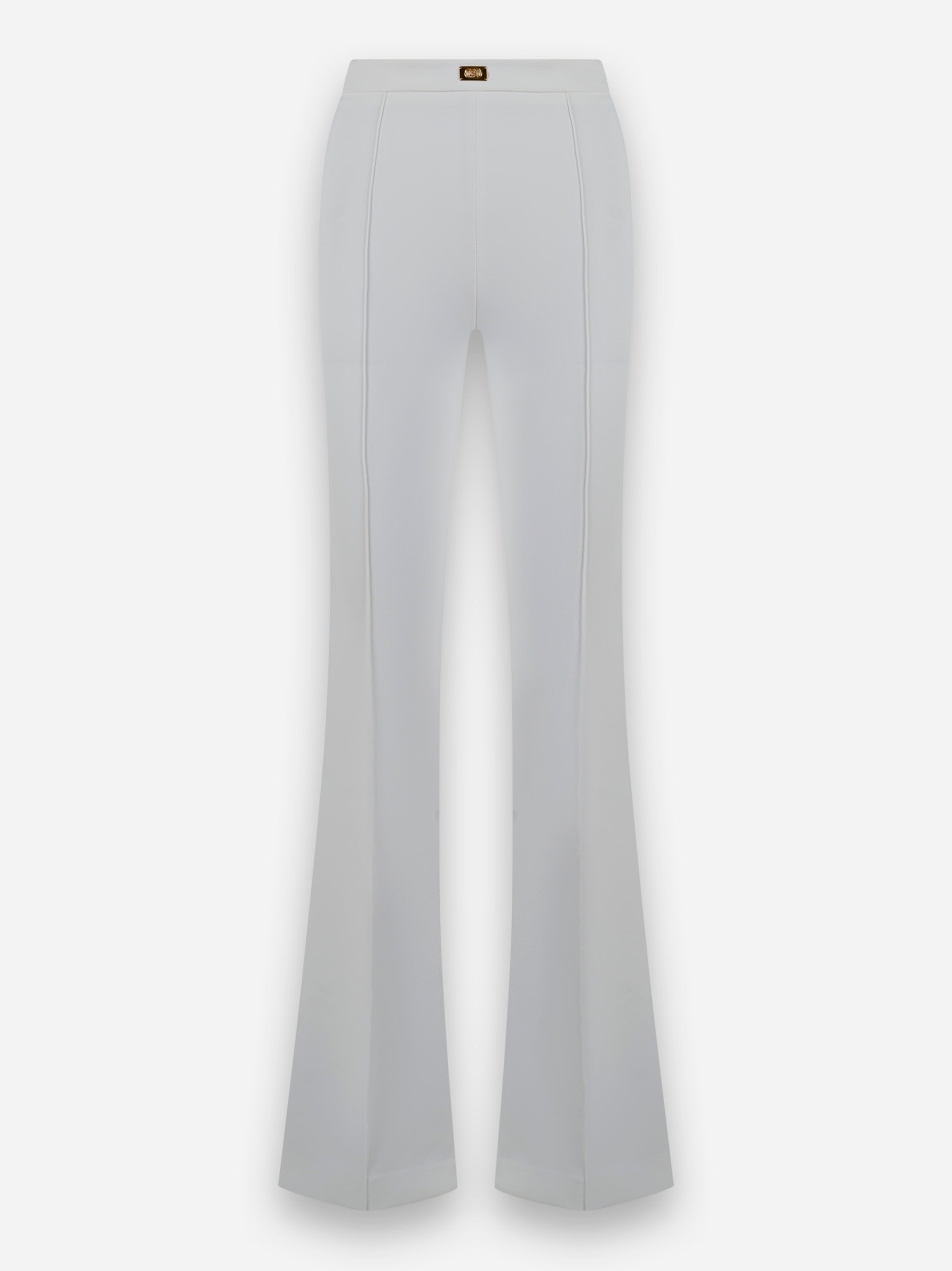 Pantaloni a zampa in crepe con placca logo Bianco