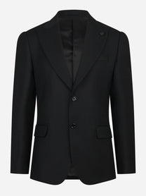 Blazer con rever a lancia nero in pura lana vergine