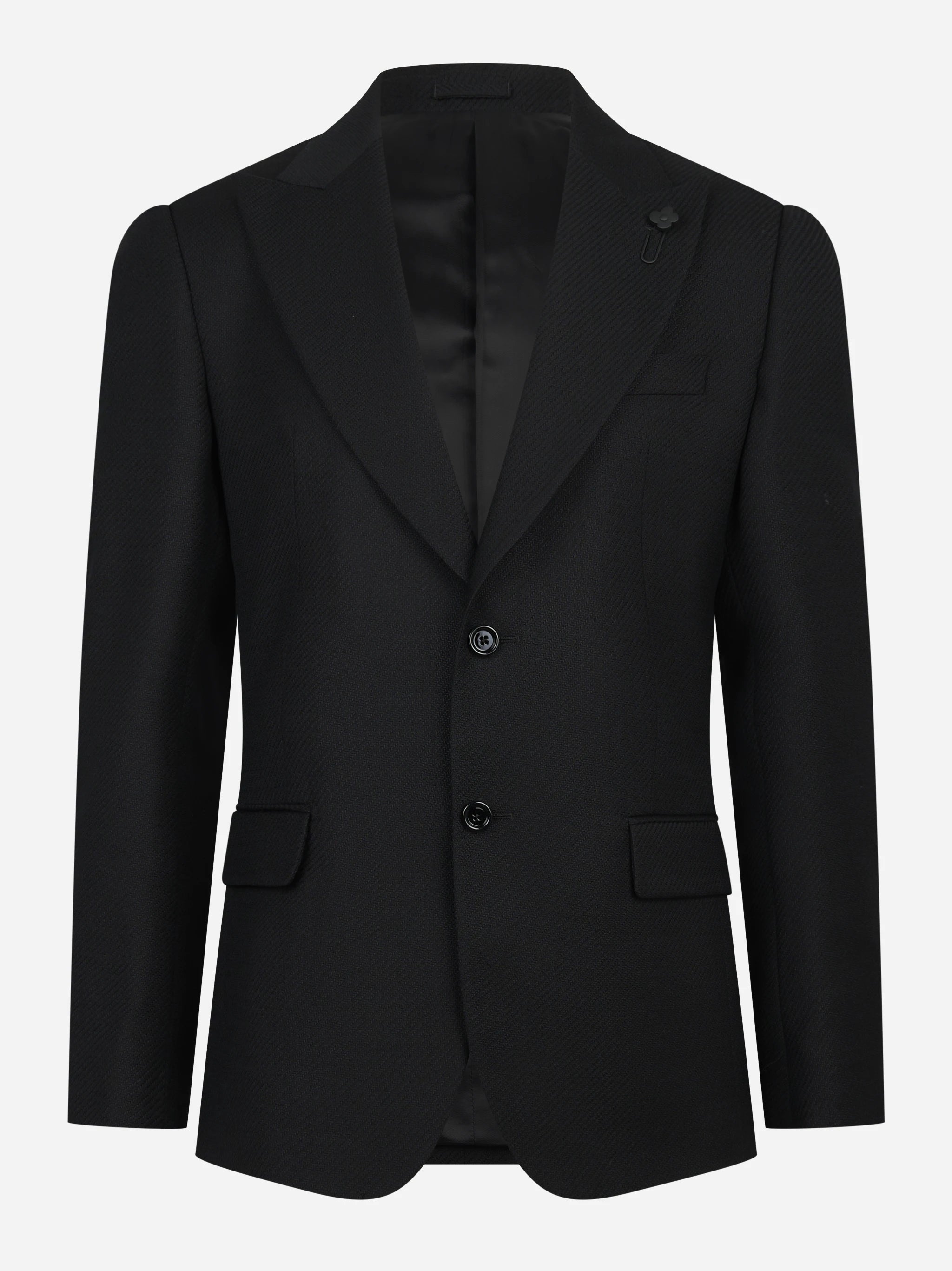 Blazer con rever a lancia nero in pura lana vergine