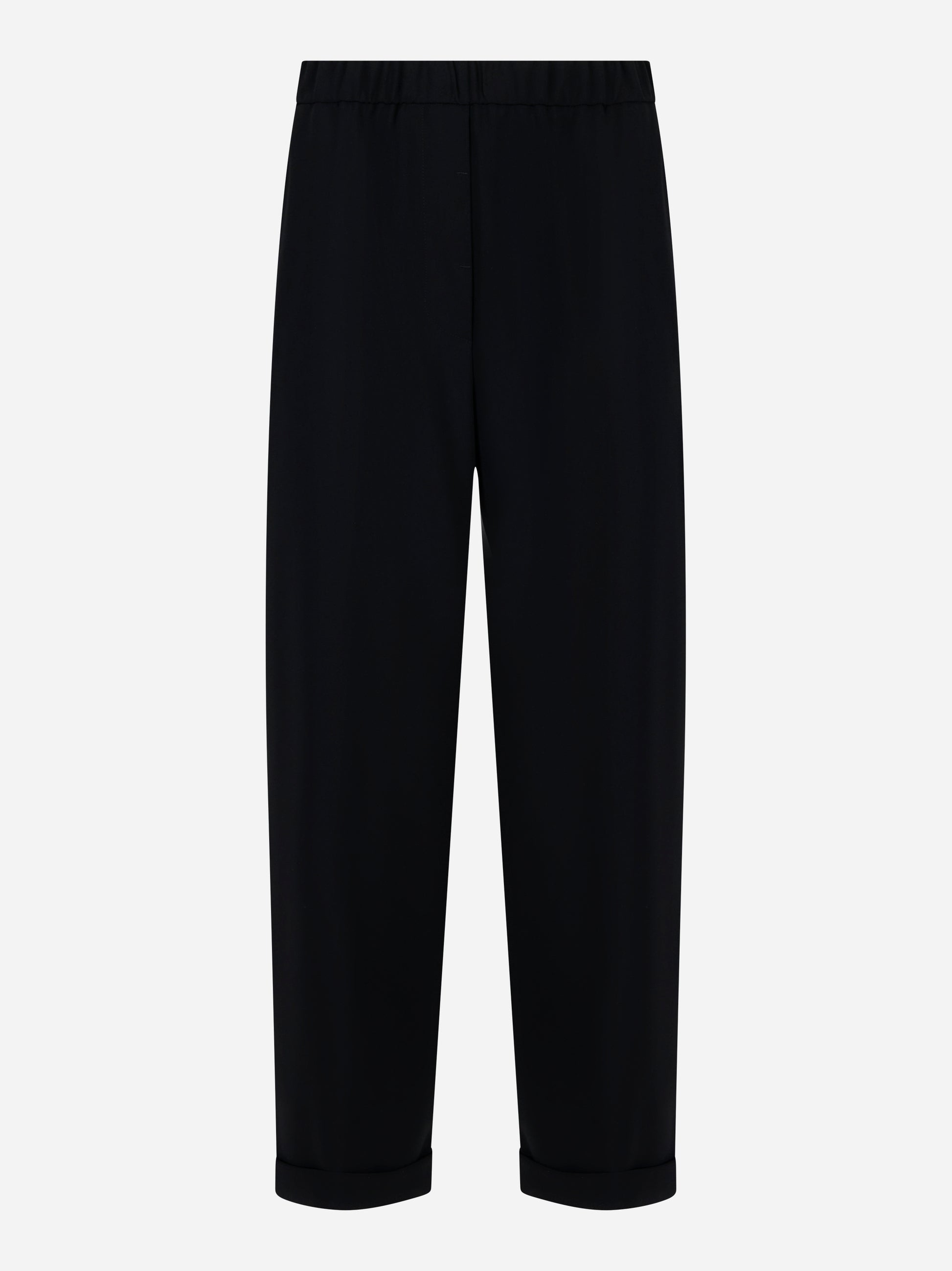 pantalone in cady con elastico in vita Nero