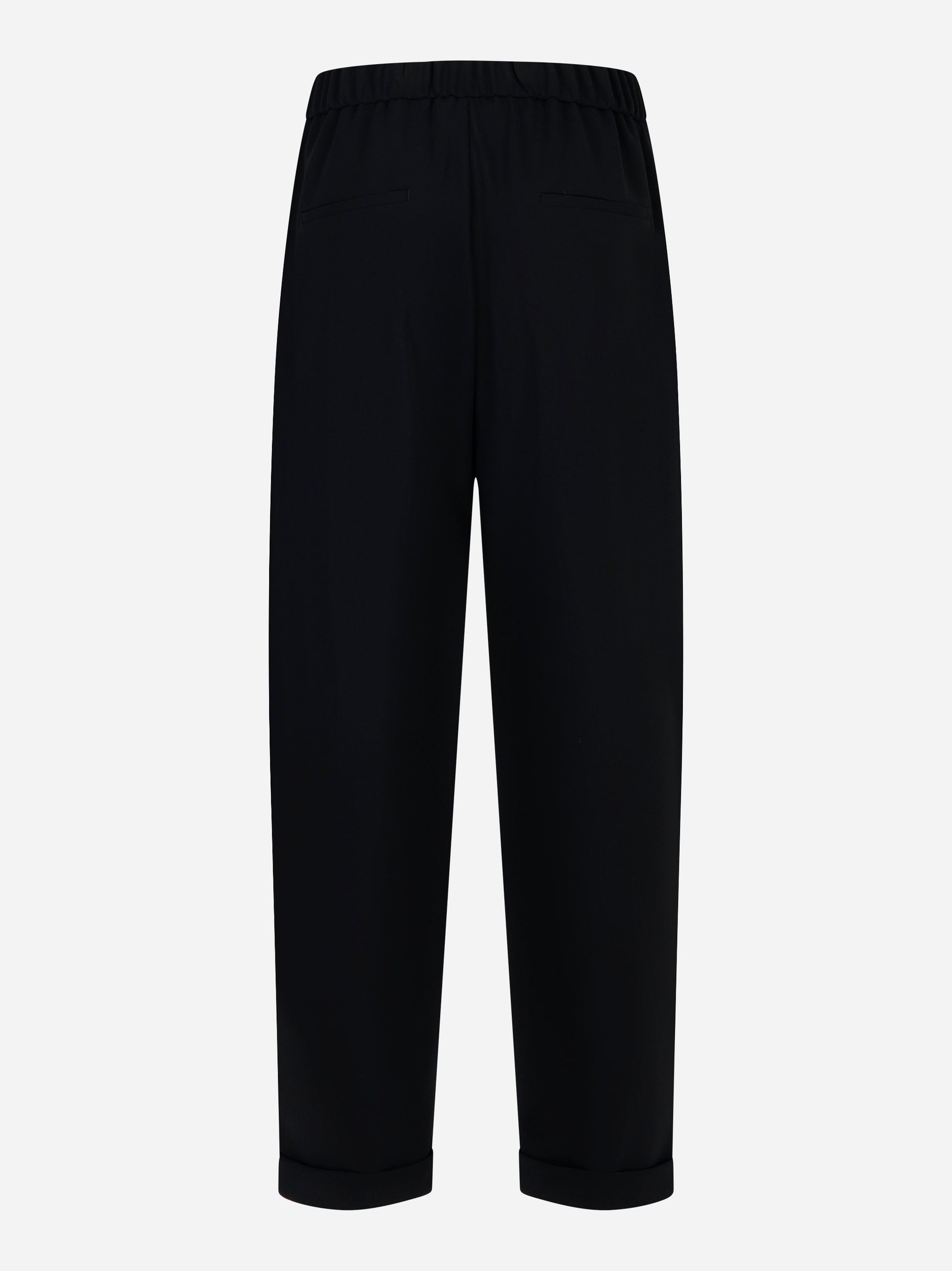pantalone in cady con elastico in vita Nero