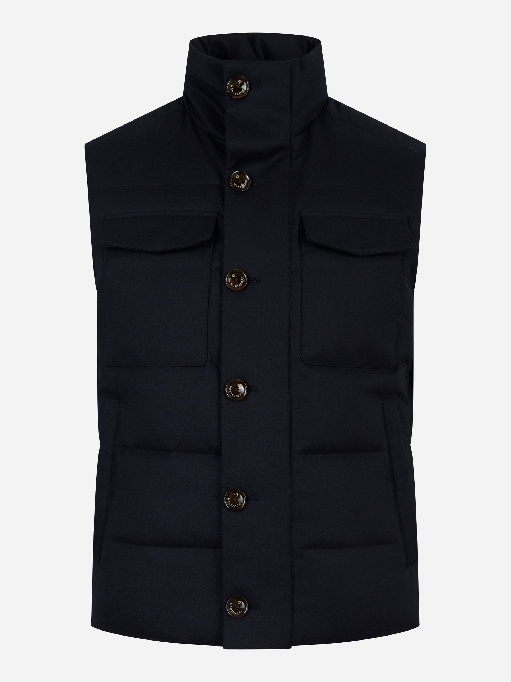 Gilet in lana con interno in piuma Blu