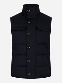 Gilet in lana con interno in piuma Blu