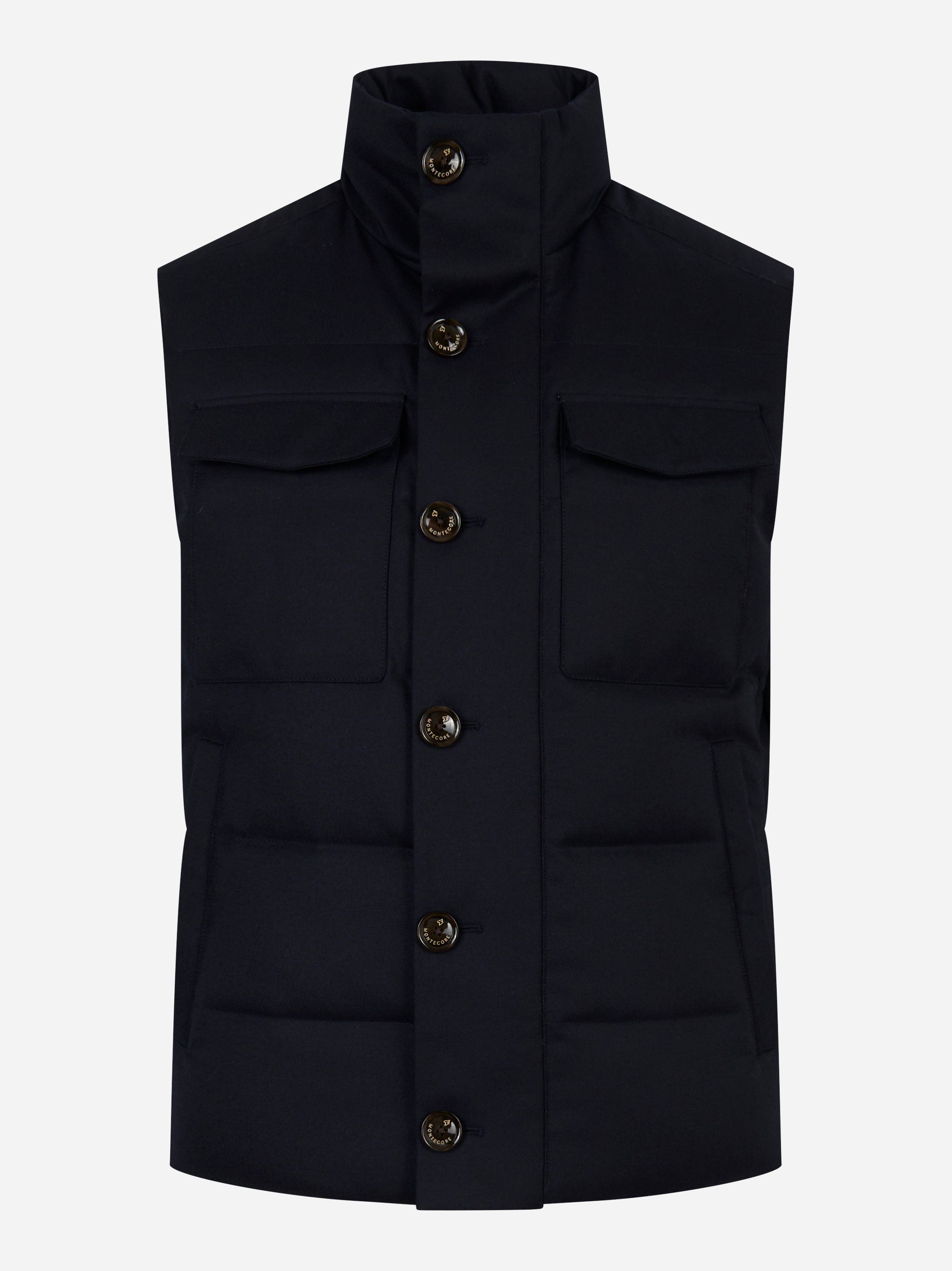 Gilet in lana con interno in piuma Blu