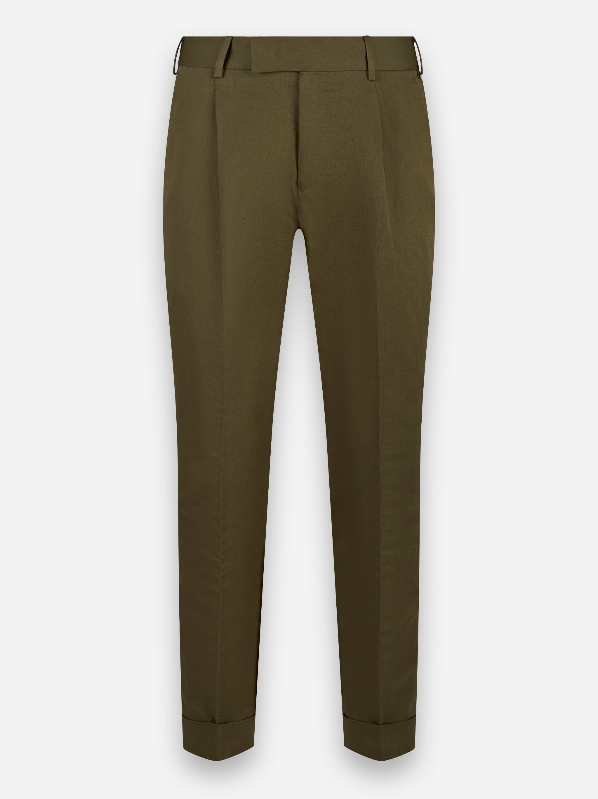 Pantalone Rebel con una pince in lino e cotone Verde