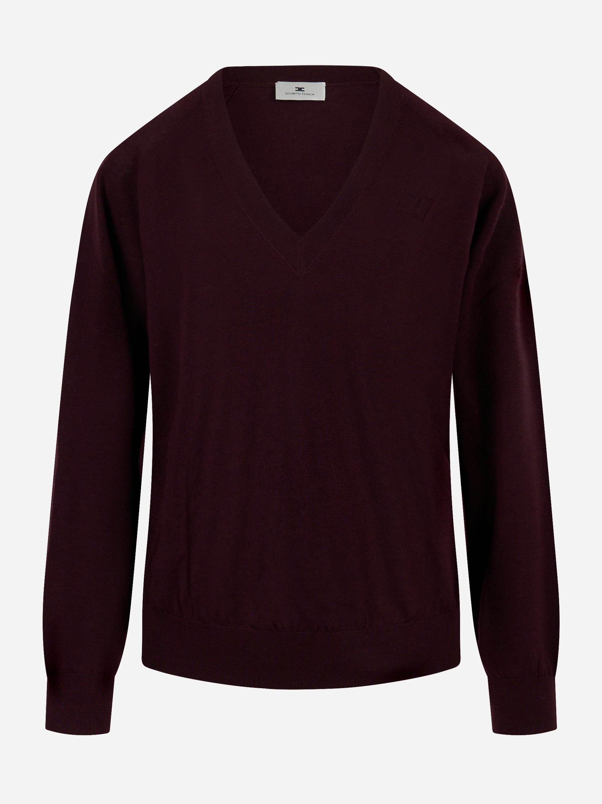 Maglia tricot scollo V Bordeaux