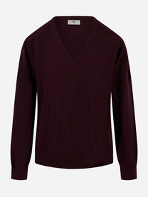 Maglia tricot scollo V Bordeaux