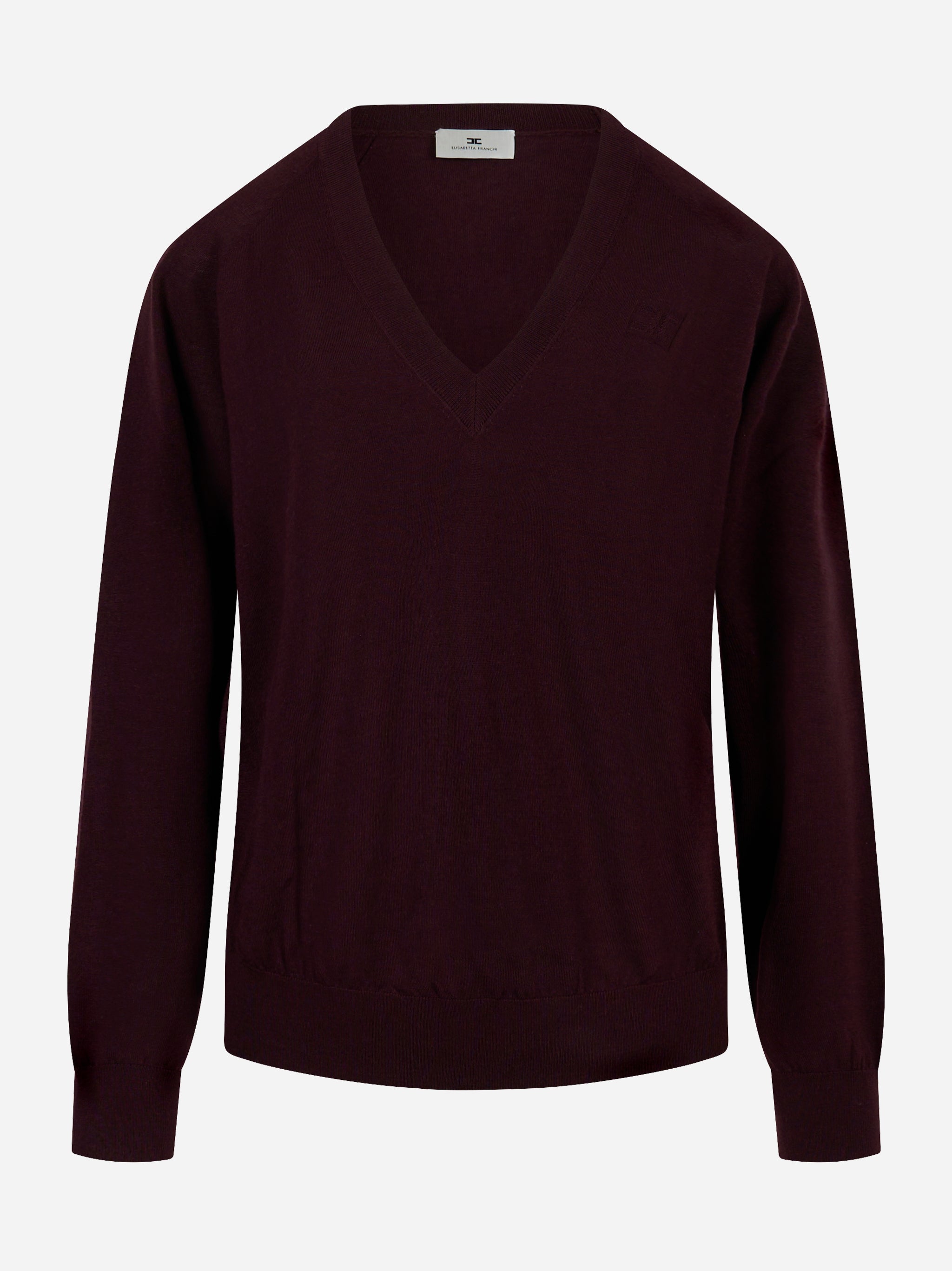 Maglia tricot scollo V Bordeaux