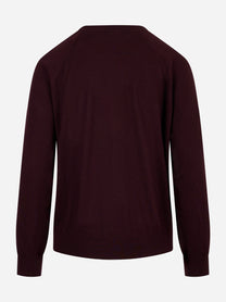 Maglia tricot scollo V Bordeaux