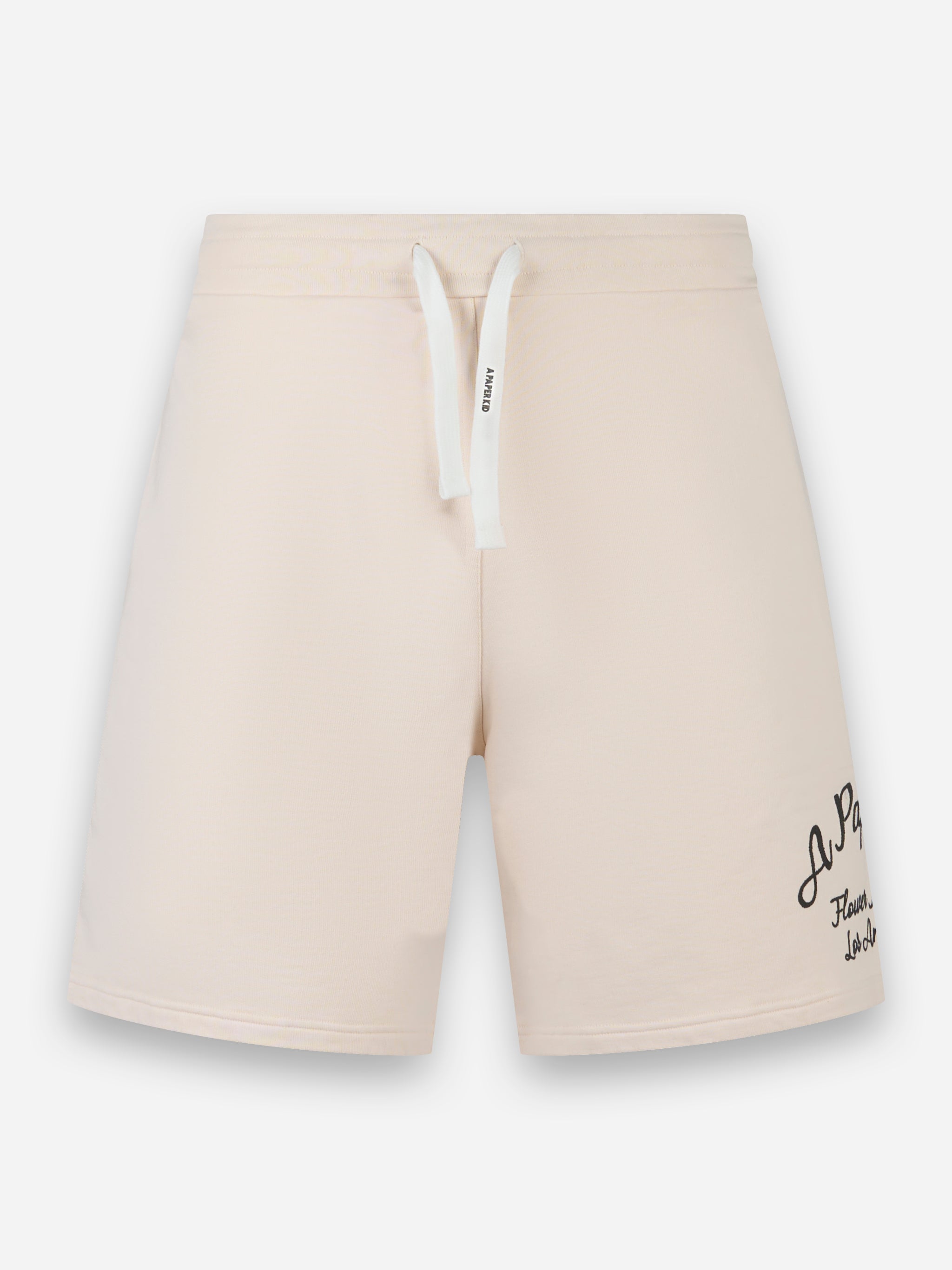 Shorts in jersey con stampa logo Beige