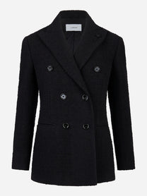 Blazer doppiopetto nero con tasche a filetto