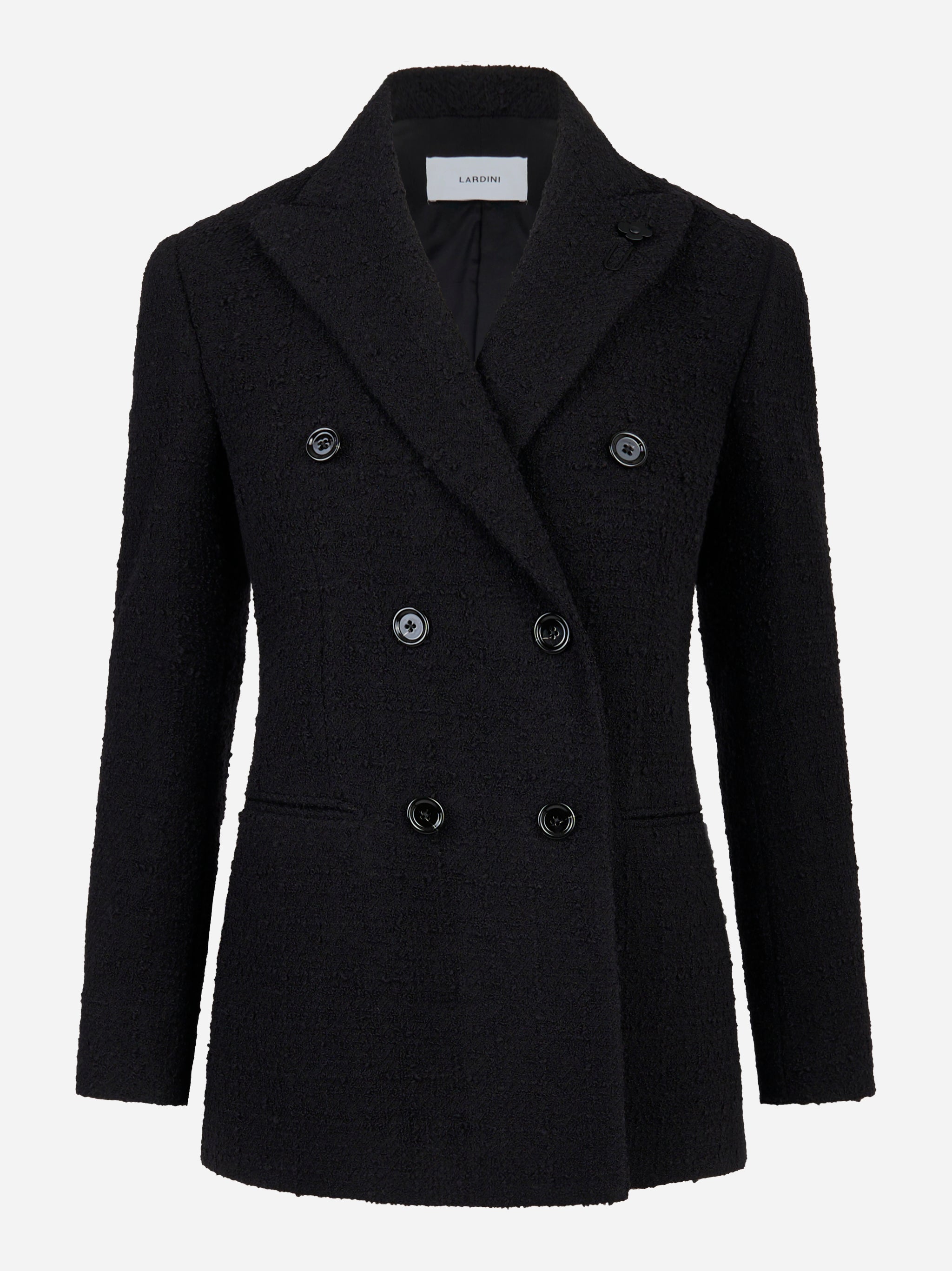 Blazer doppiopetto nero con tasche a filetto