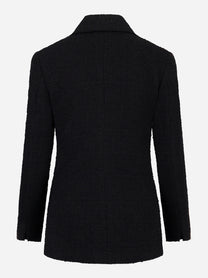Blazer doppiopetto nero con tasche a filetto