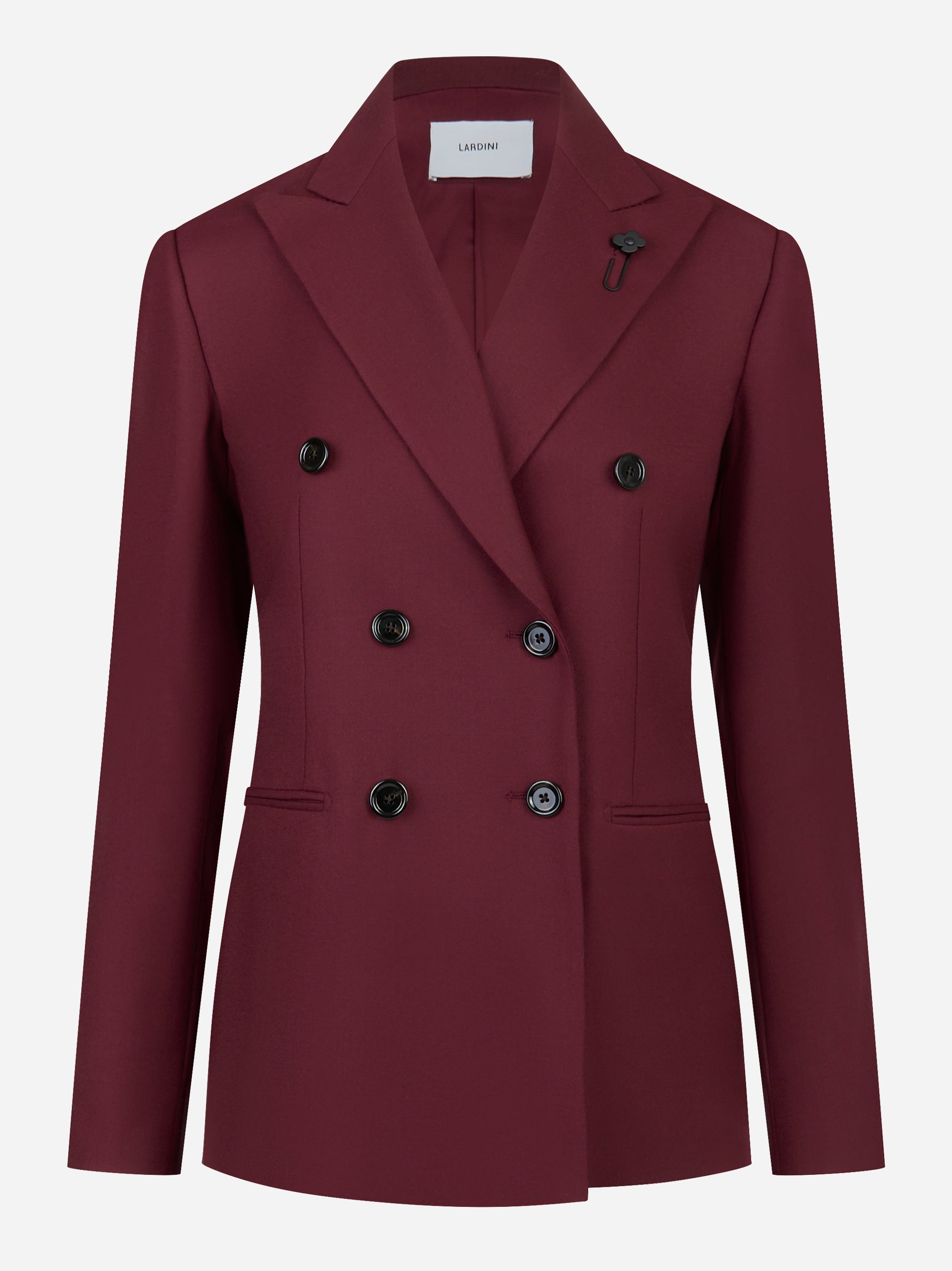 Blazer doppiopetto bordeaux in tela di lana stretch